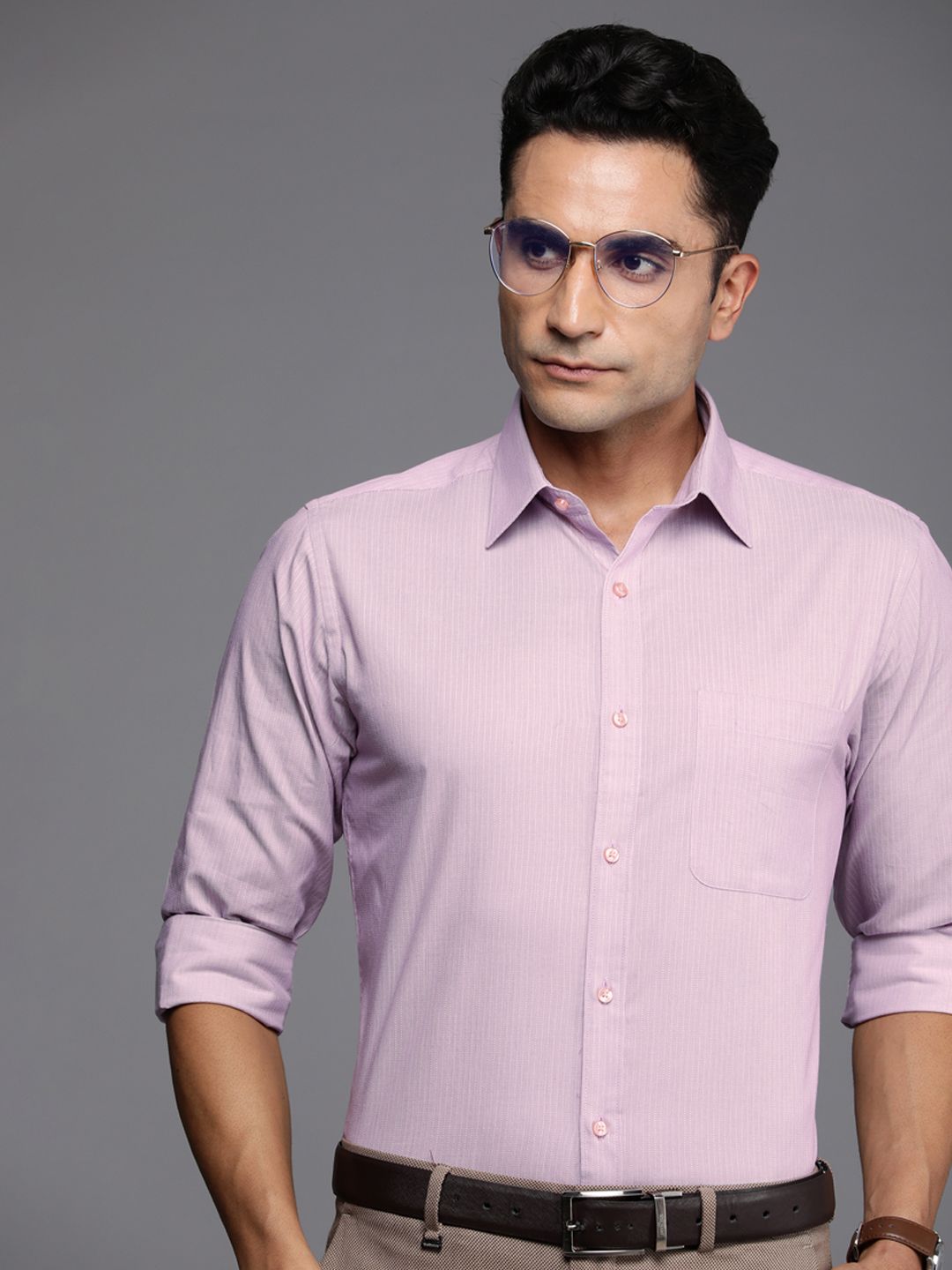 Raymond Self Design Slim Fit Pure Cotton Formal Shirt-picture-38