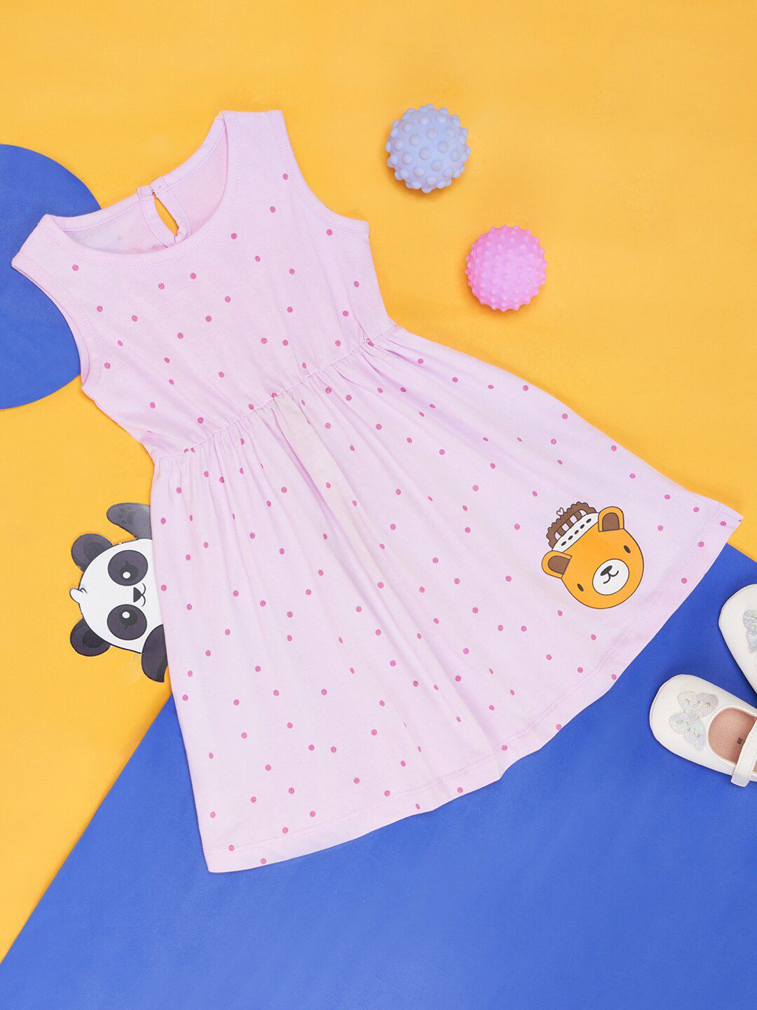 YU by Pantaloons Girls Polka Dots Printed Cotton Fit & Flare Dress-picture-54