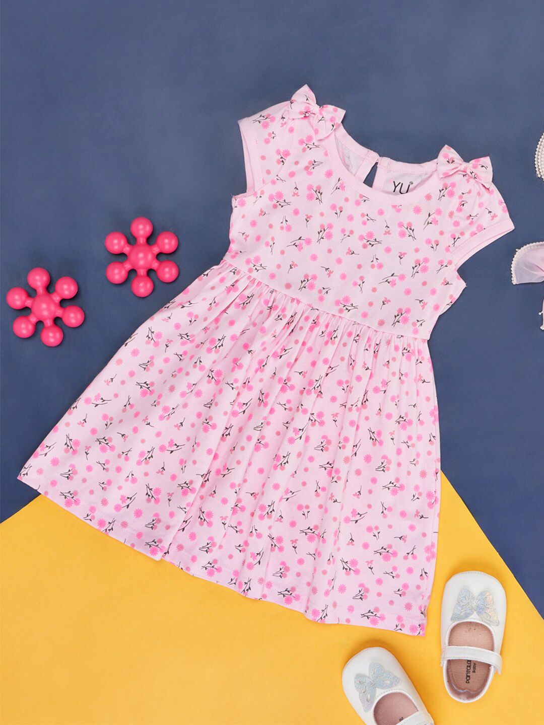 YU by Pantaloons Girls Floral Printed Cap Sleeves Cotton Fit & Flare Dress-picture-29