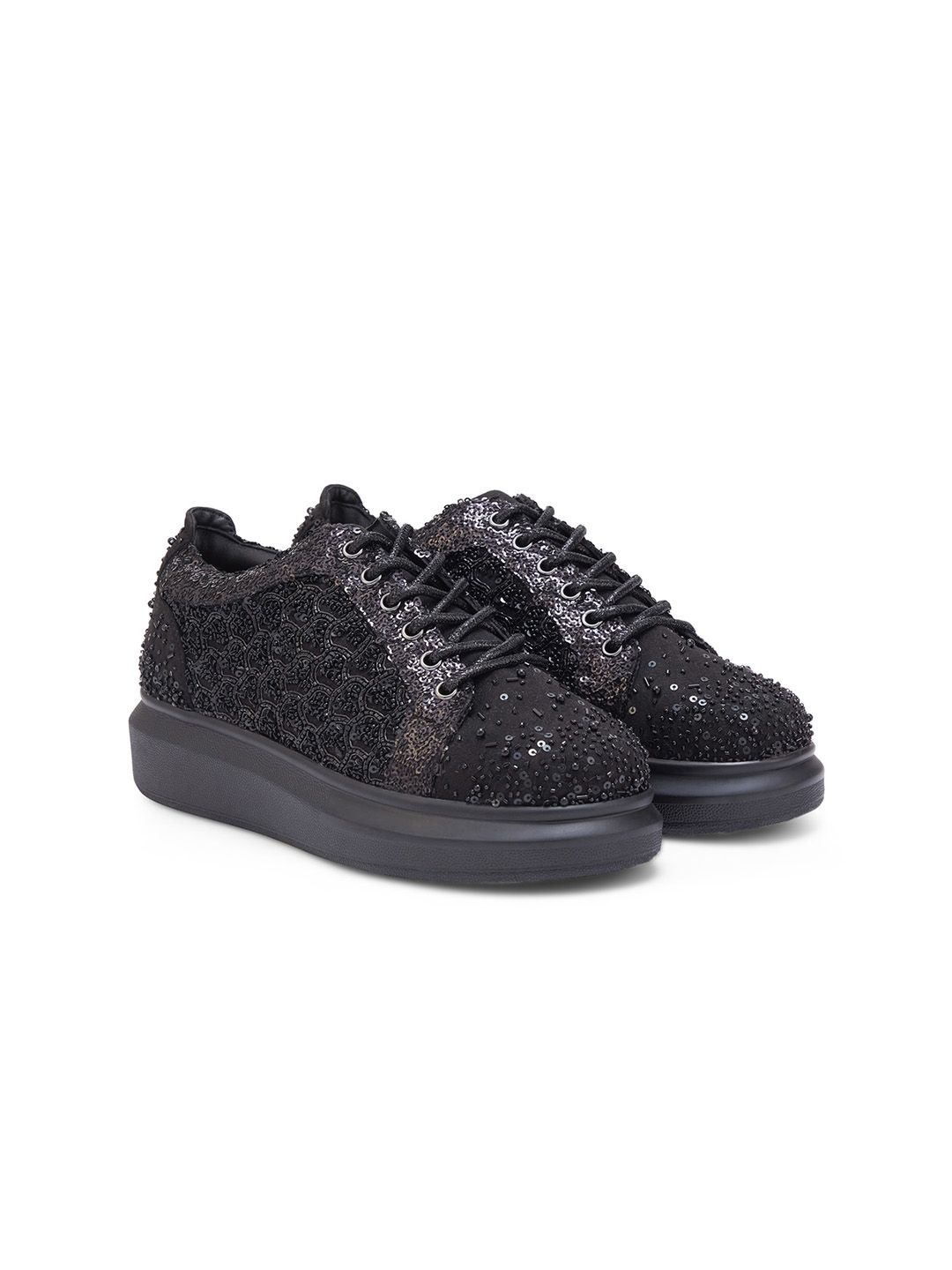 Anaar Women Pinot Noir Classic Embellished Lightweight Suede Wedding Sneakers-image-40