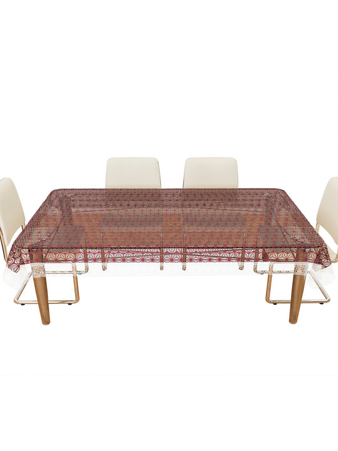 Kuber Industries Brown Star Design 6 Seater Dining Table Cloth Cover-picture-57