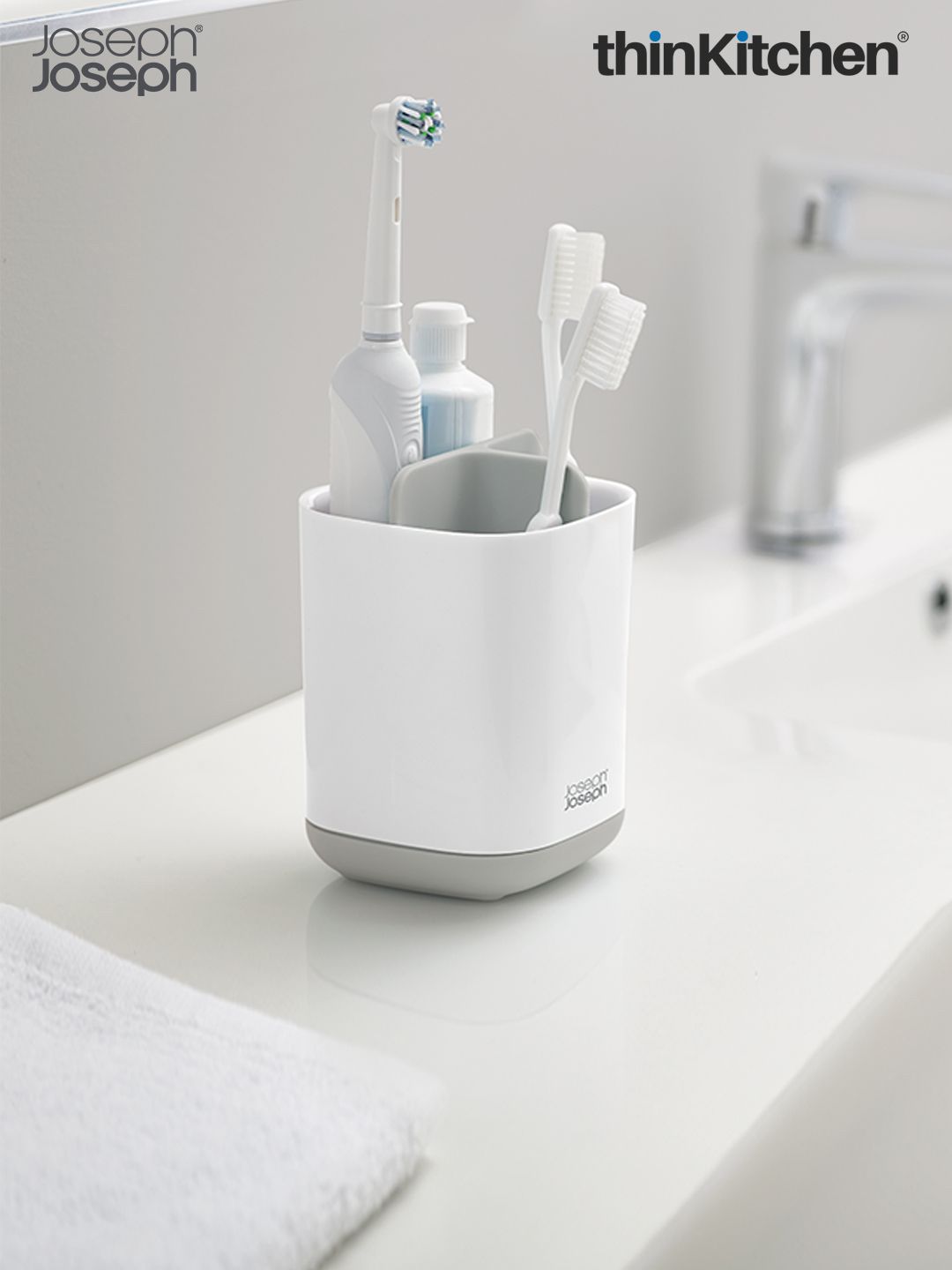 Joseph Joseph White & Grey Tooth Brush Holder-picture-28
