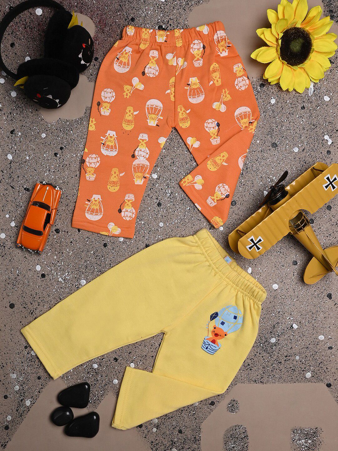 V-Mart Infants Boys Pack Of 2 Printed Mid-Rise Cotton Straight Lounge Pants-picture-18