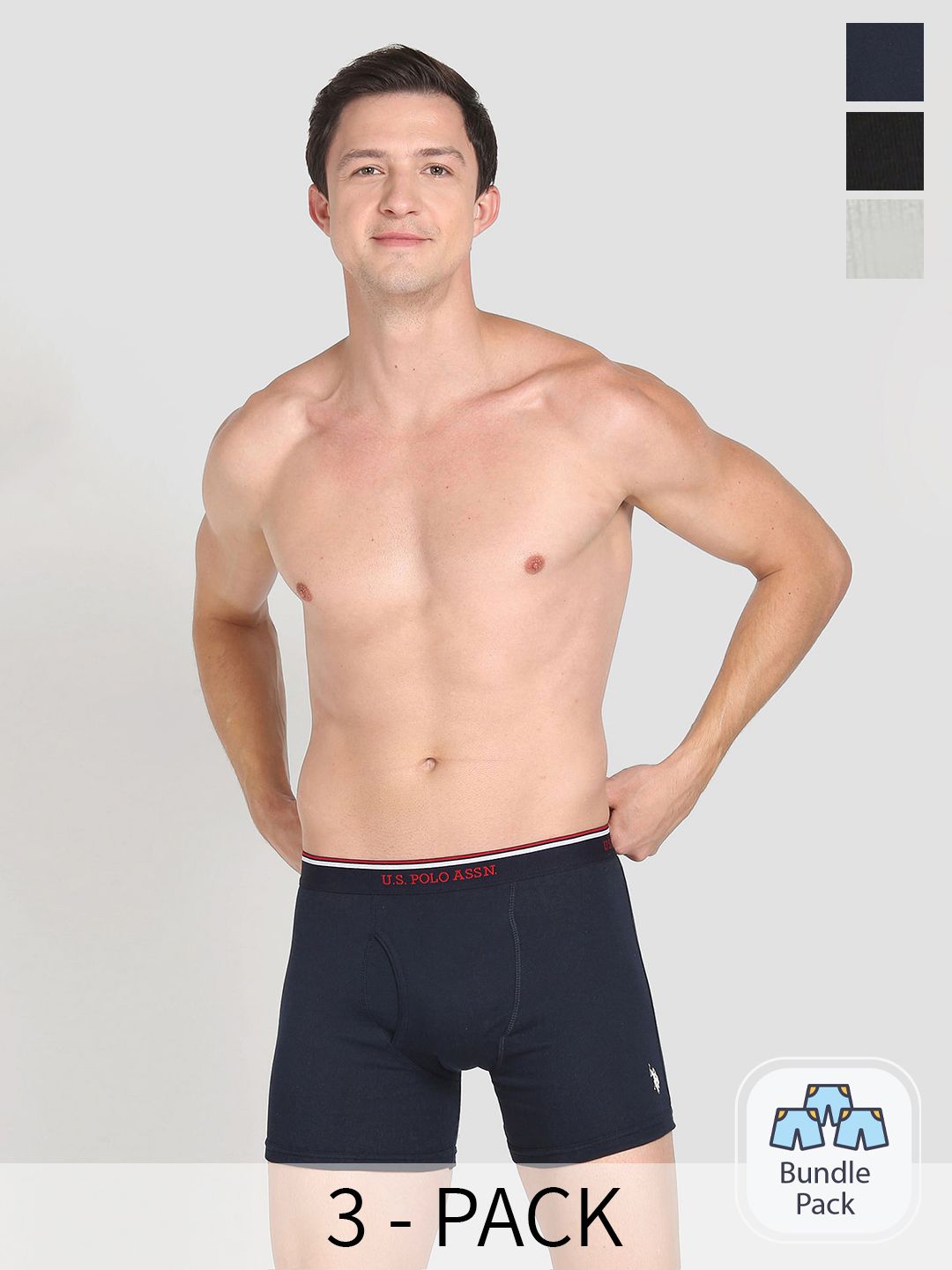 U.S. Polo Assn. Men Pack of 3 Mid Rise Solid 1667 Trunks-picture-44