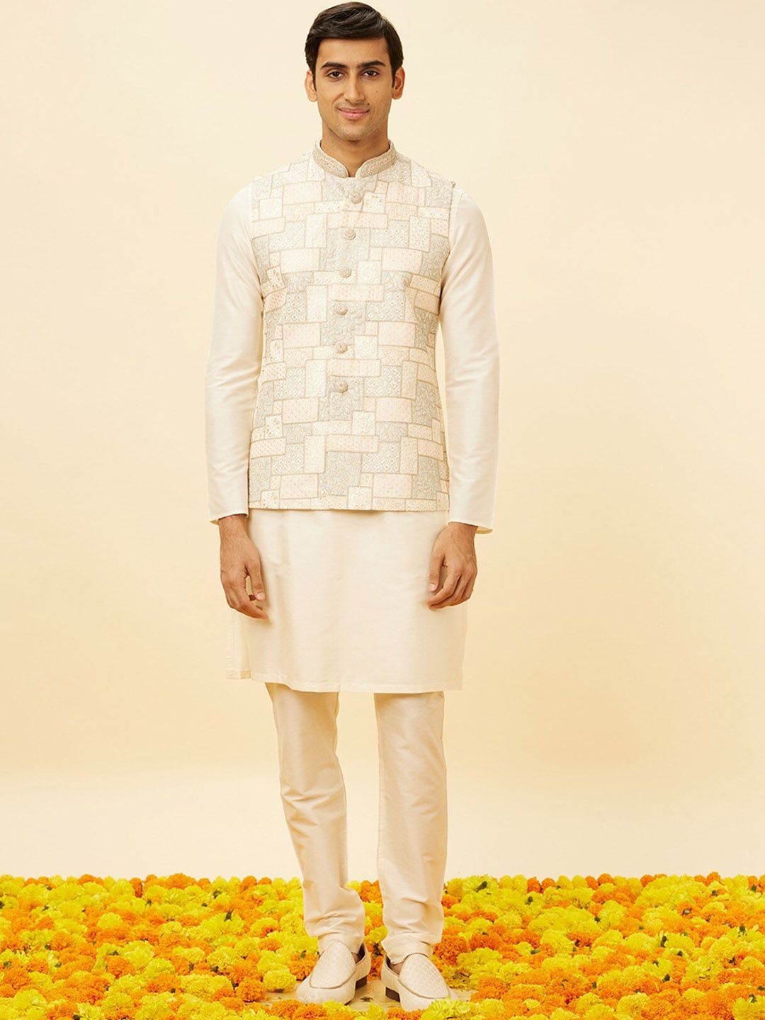 Manyavar Woven Design Nehru Jacket-image-18