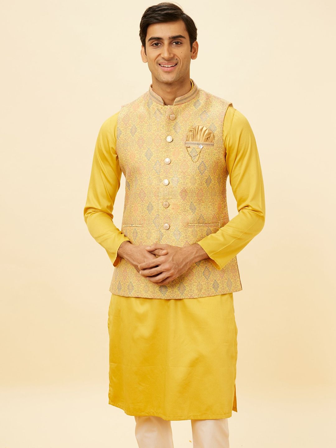 Manyavar Men Woven Design Brocade Nehru Jacket-picture-28