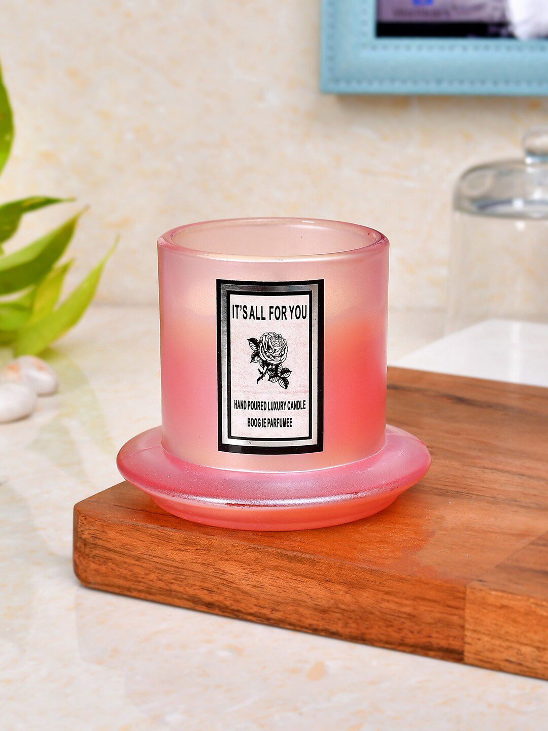 TAYHAA Pink Solid Hand -Poured Candle With Jar and Lid-image-4