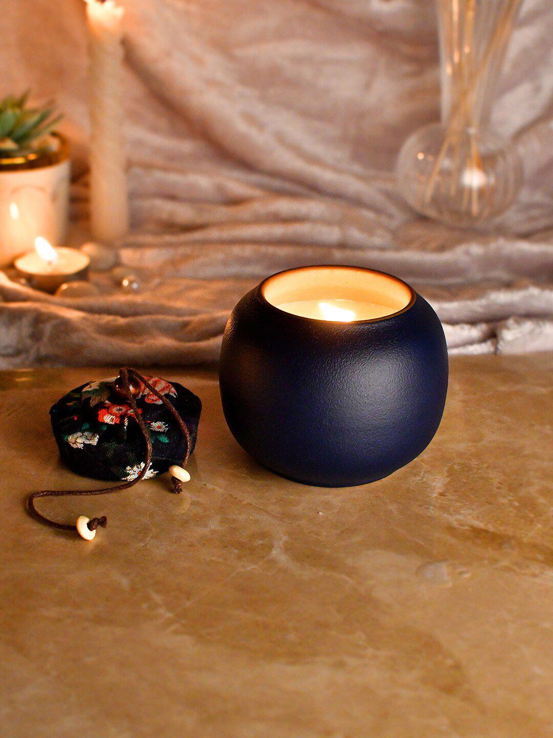 TAYHAA Navy-Blue Midnight Elegance Aromatherapy Candle With Jar & Lid-picture-11