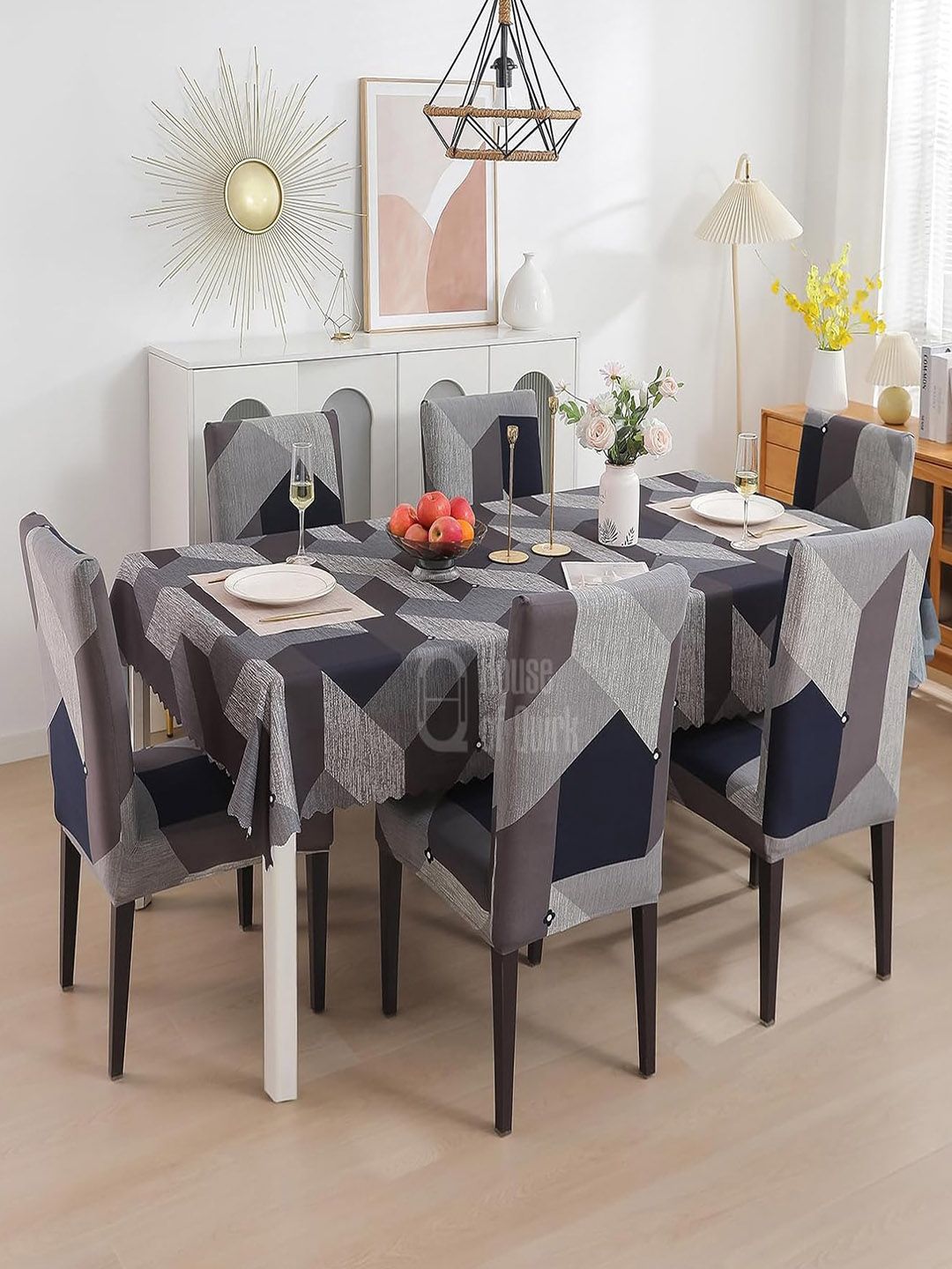 HOUSE OF QUIRK Off White& Blue  Floral Waterproof With 6 Chair & Table Covers-picture-28