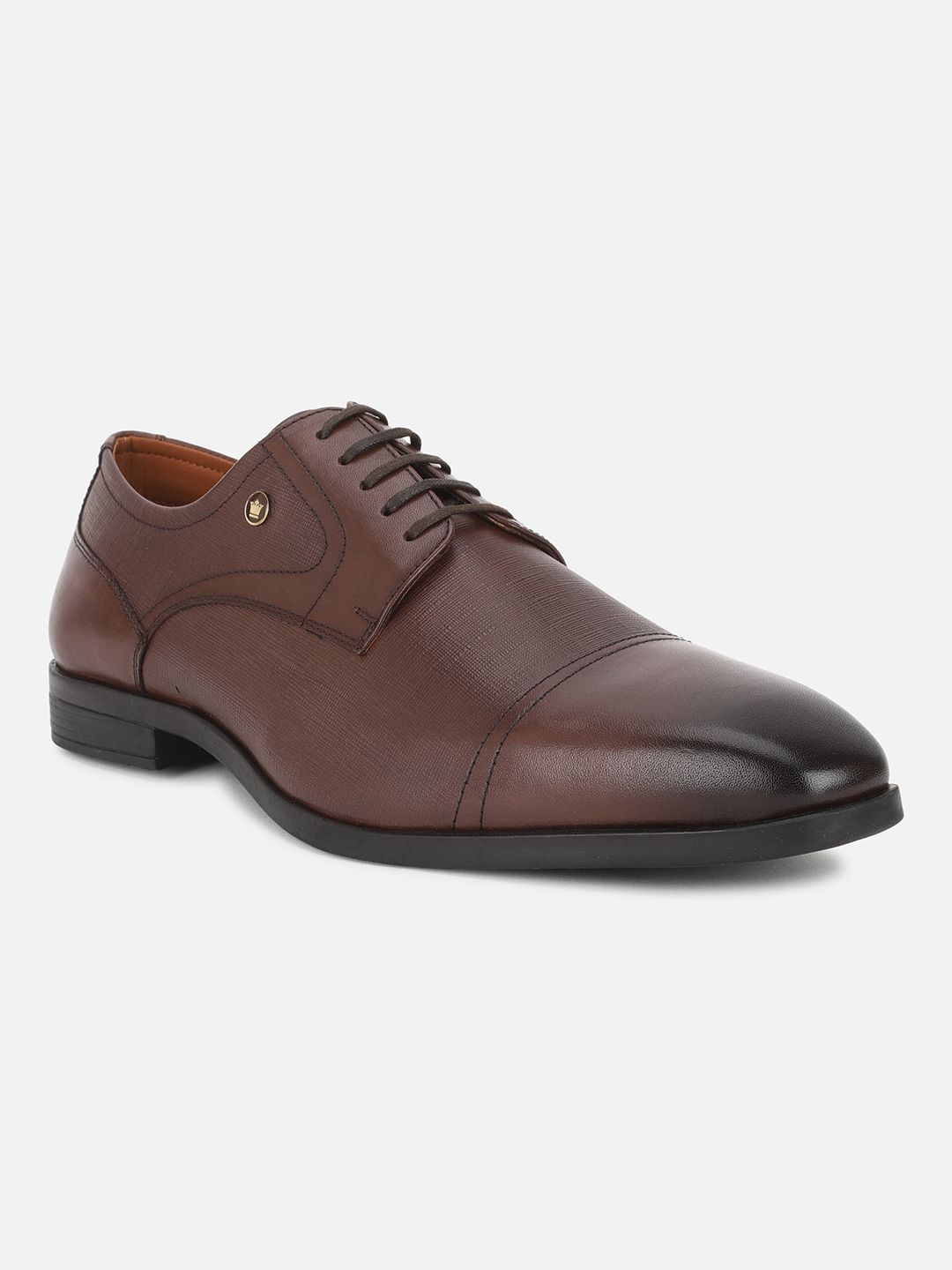 Louis Philippe Men Textured Square-Toe Leather Formal Derbys-picture-40