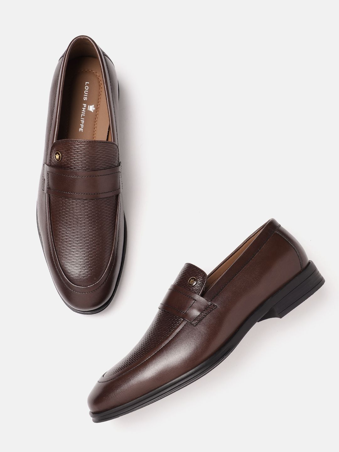 Louis Philippe Men Leather Textured Formal Loafers-picture-42