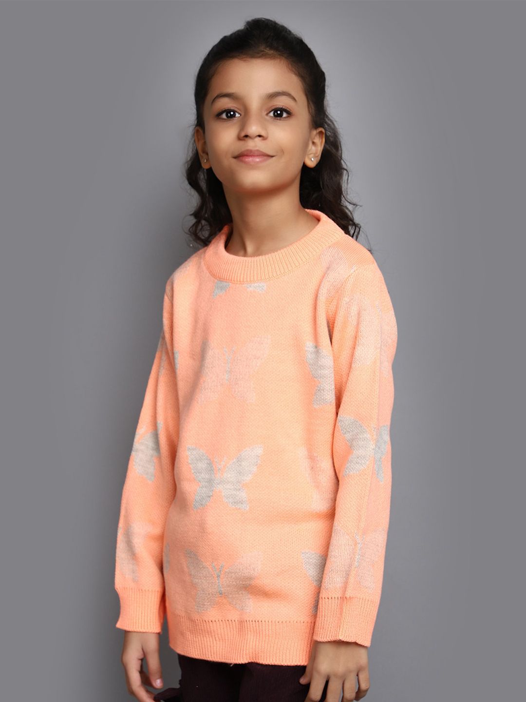 V-Mart Girls Conversational Printed Round Neck Long Sleeves Acrylic Pullover Sweater-picture-28