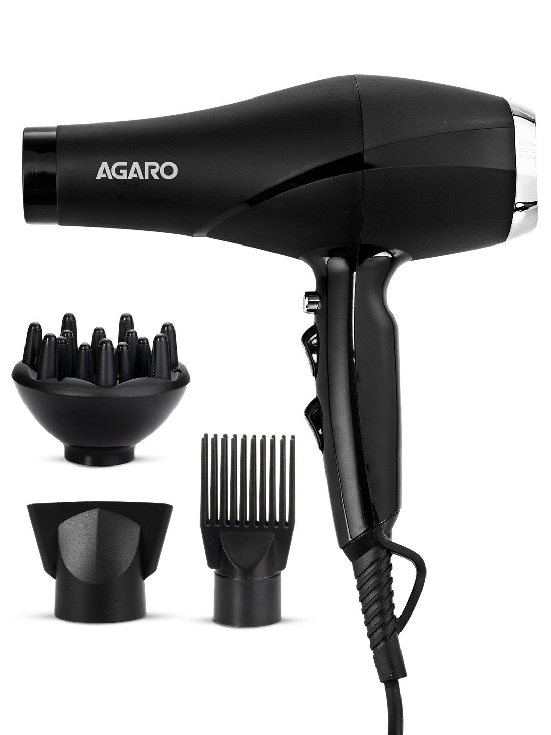 Agaro HD-1120 Professional 2000 Watts Hair Dryer with 3 Temperature Settings - Black
