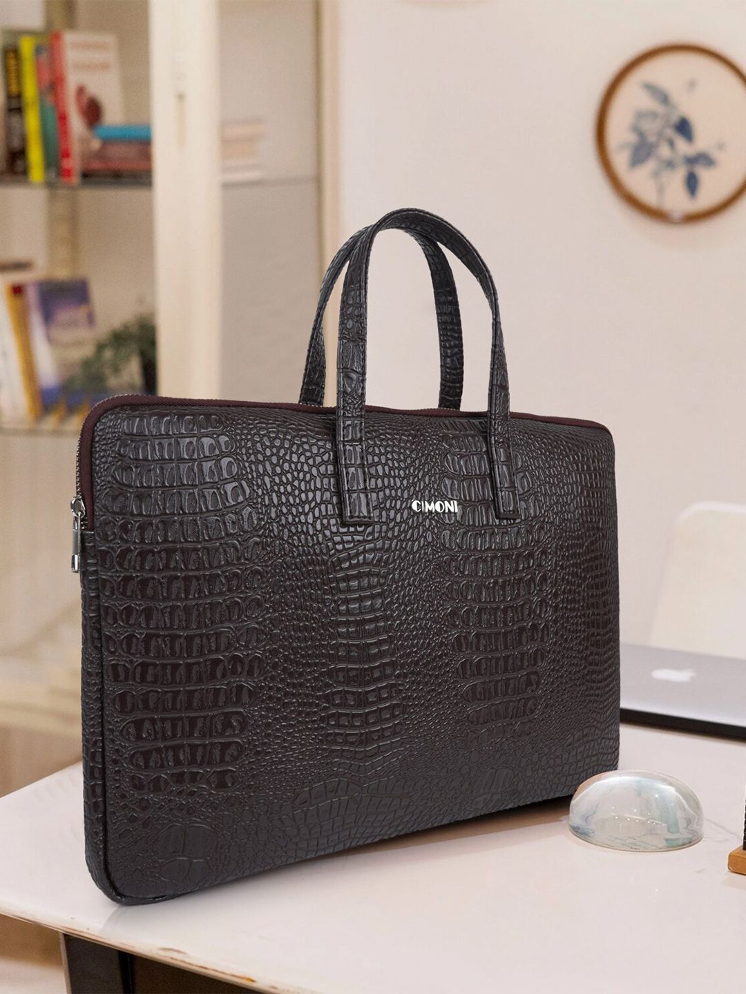 CIMONI Unisex Textured Vegan Leather Laptop Messenger Bag-picture-47