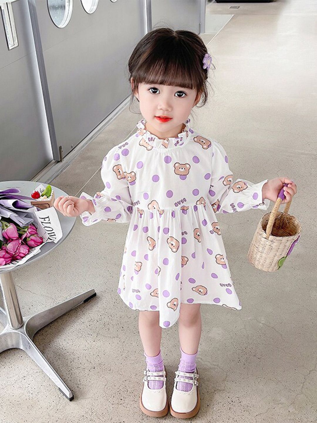 StyleCast Girls Purple Printed Fit & Flare Cotton Dress-picture-55