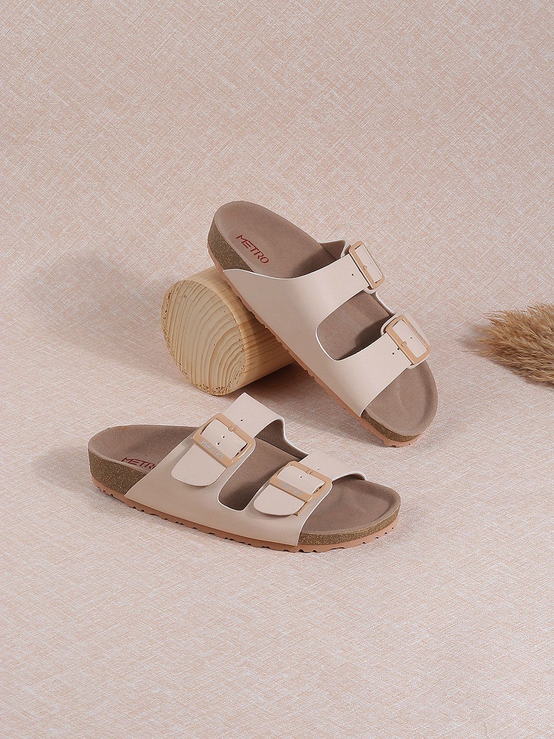 Metro Open Toe Flats With Buckles-image-20