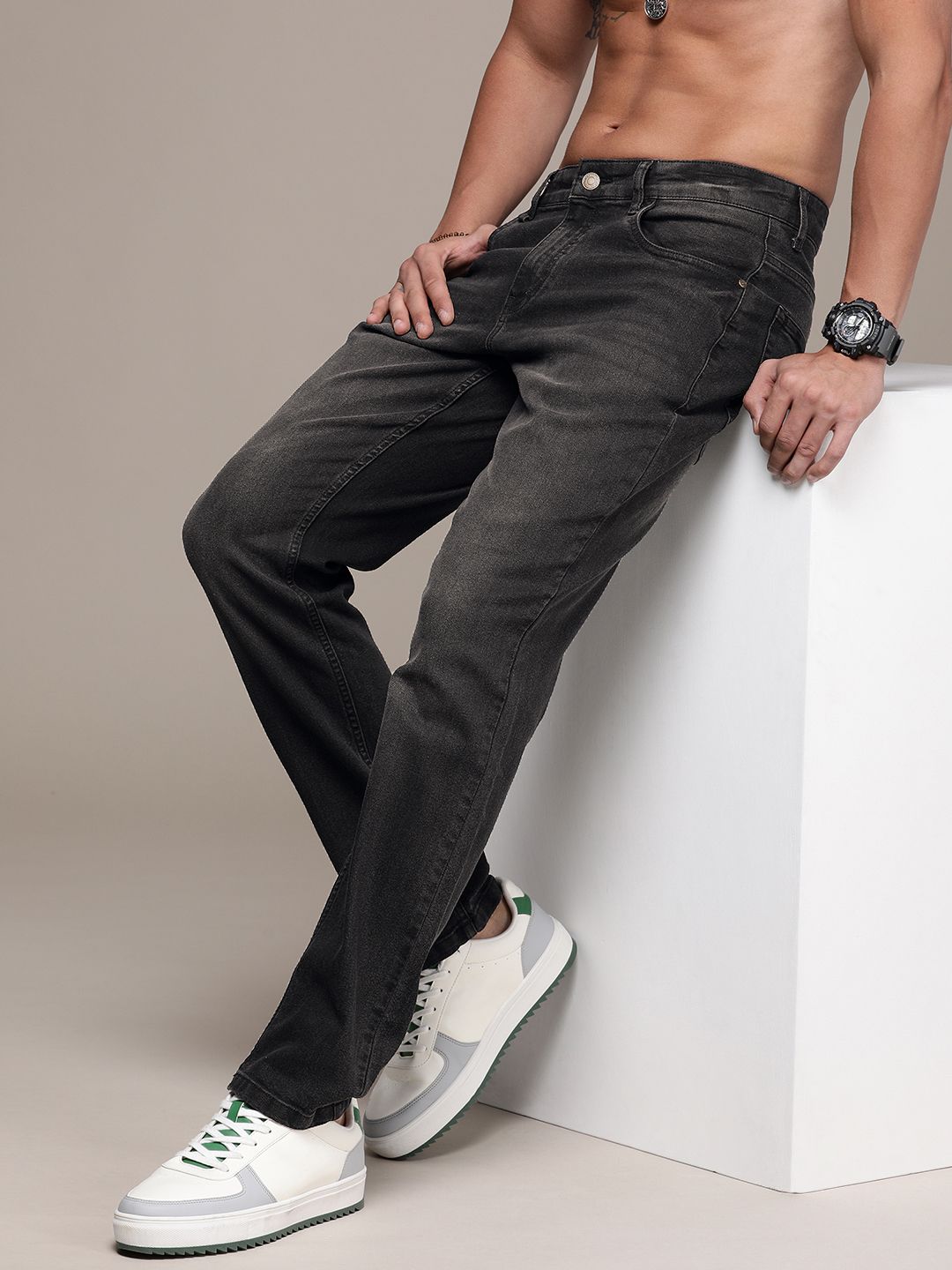 The Roadster Life Co. Men Slim Fit Heavy Fade Stretchable Jeans-image-12