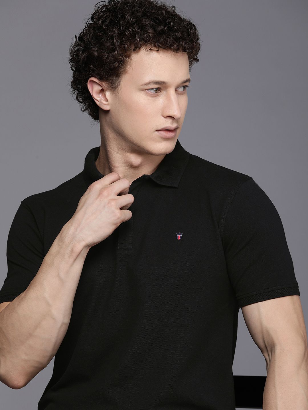 Louis Philippe Sport Solid Polo Collar Slim Fit T-shirt