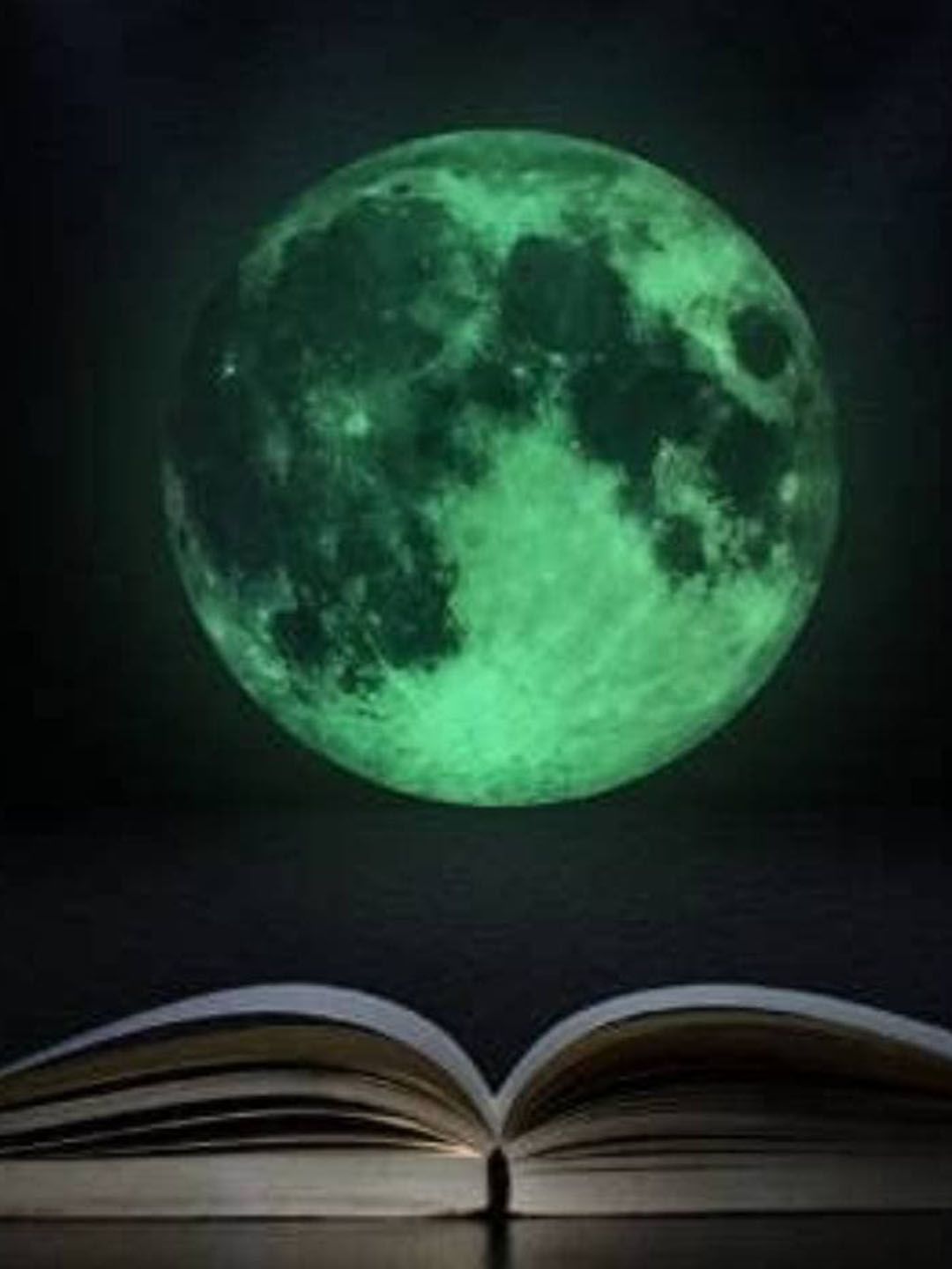 Jaamso Royals Green Round Moon Shaped  Decorative Peel and Stick Self Adhesive Wallsticker-picture-38