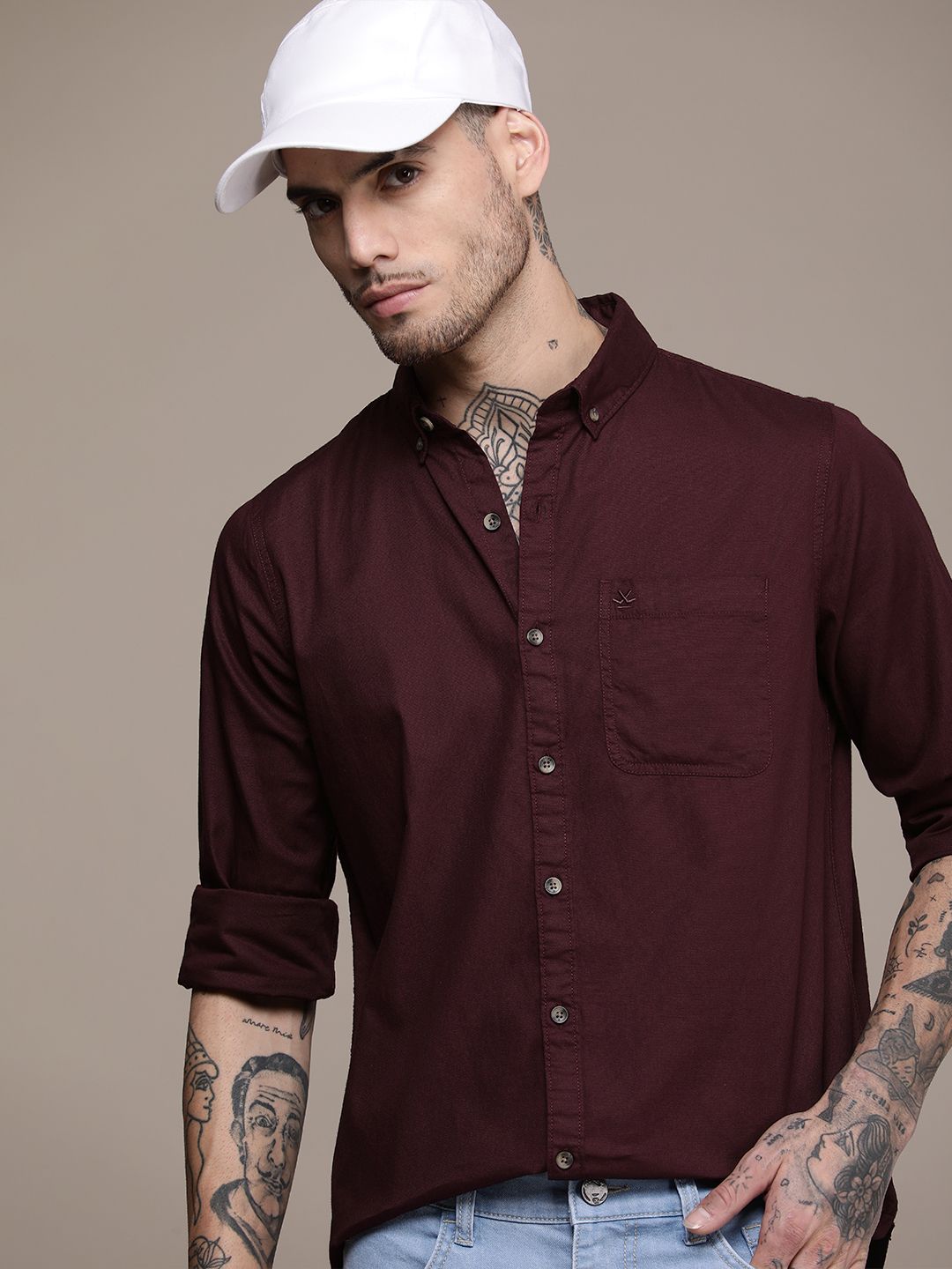 Men Slim Fit Solid Casual Shirt