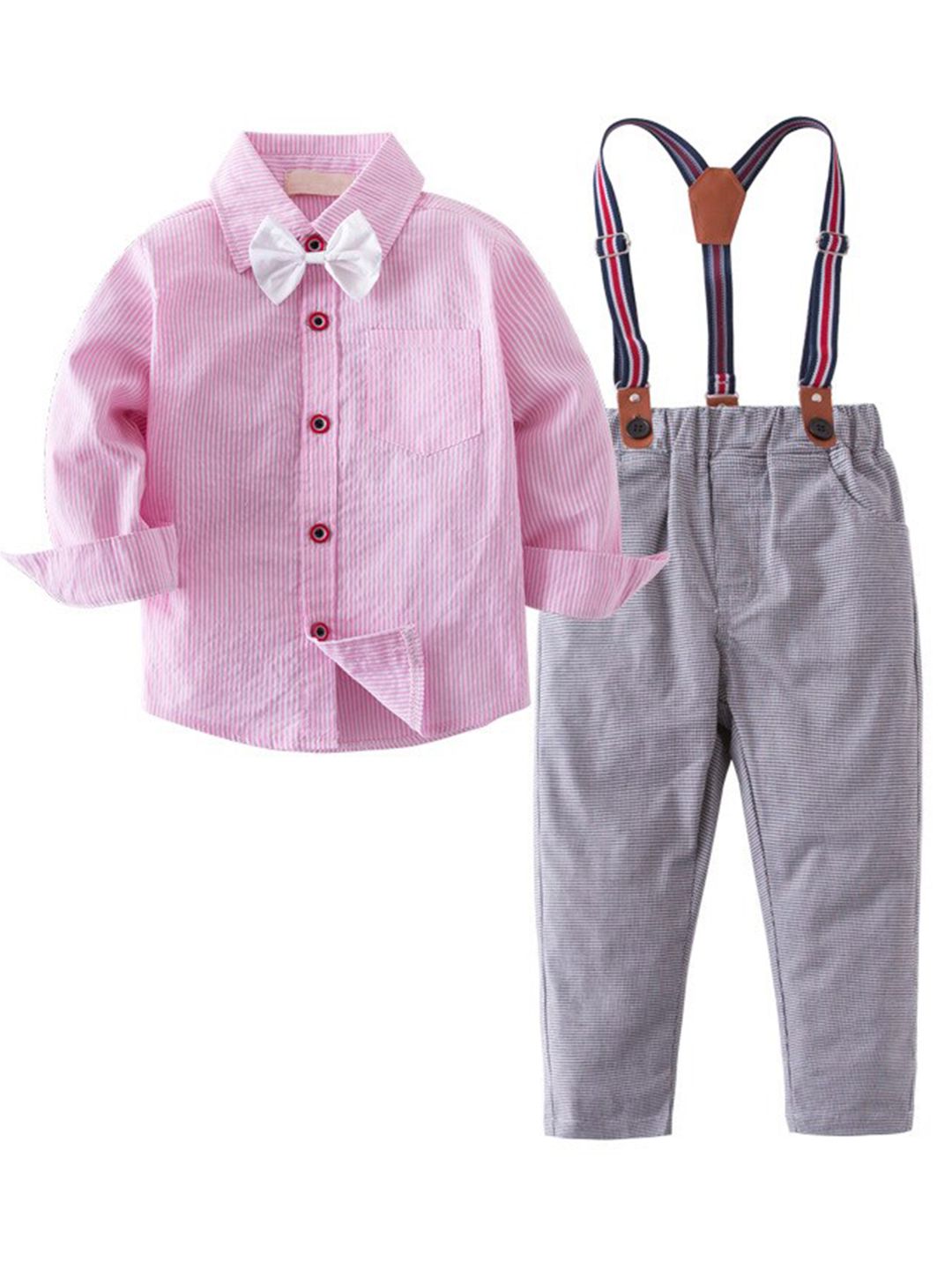StyleCast Boys Pink Striped Shirt with Trousers-picture-55