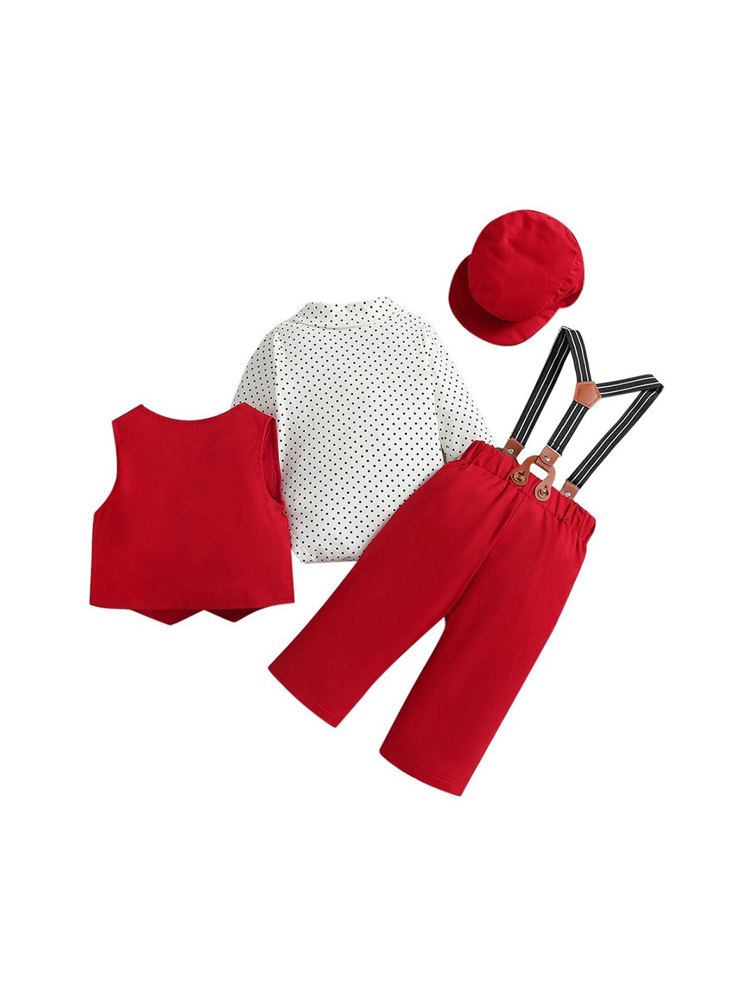 StyleCast Boys Red & White 5 Piece Suit-image-10