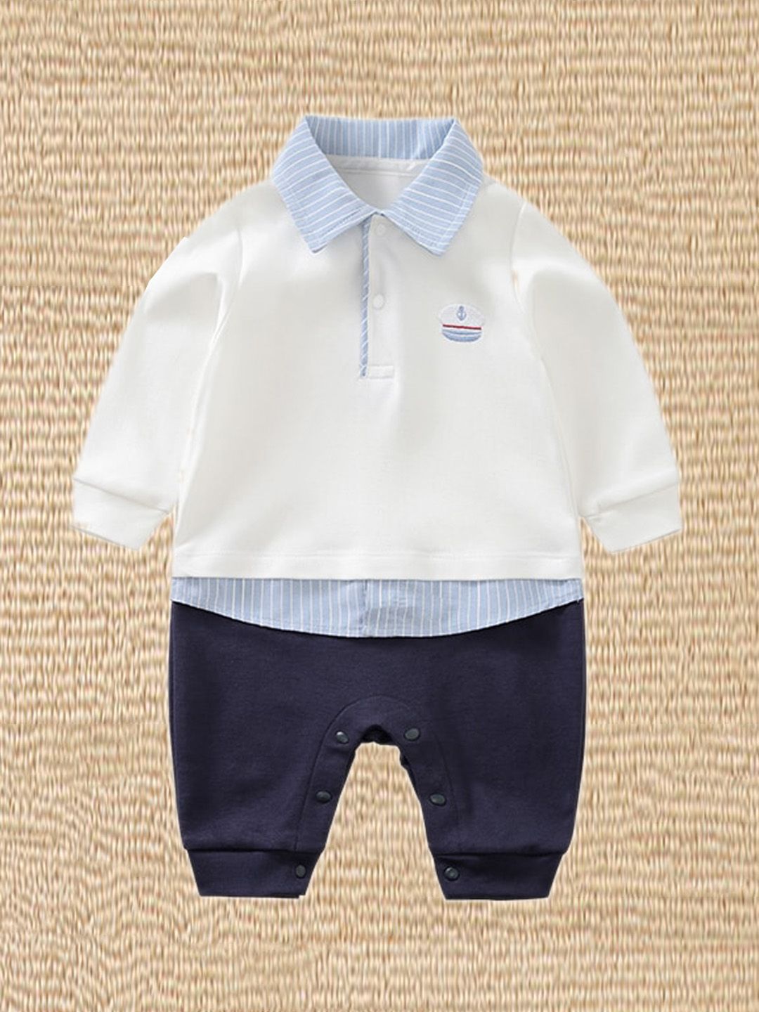 StyleCast Infant Boys Navy Blue Cotton Romper