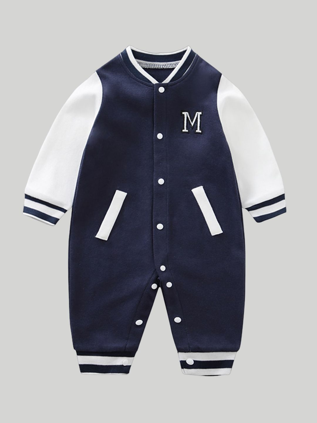 StyleCast Infant Boys Navy Blue Colourblocked Cotton Romper-picture-26