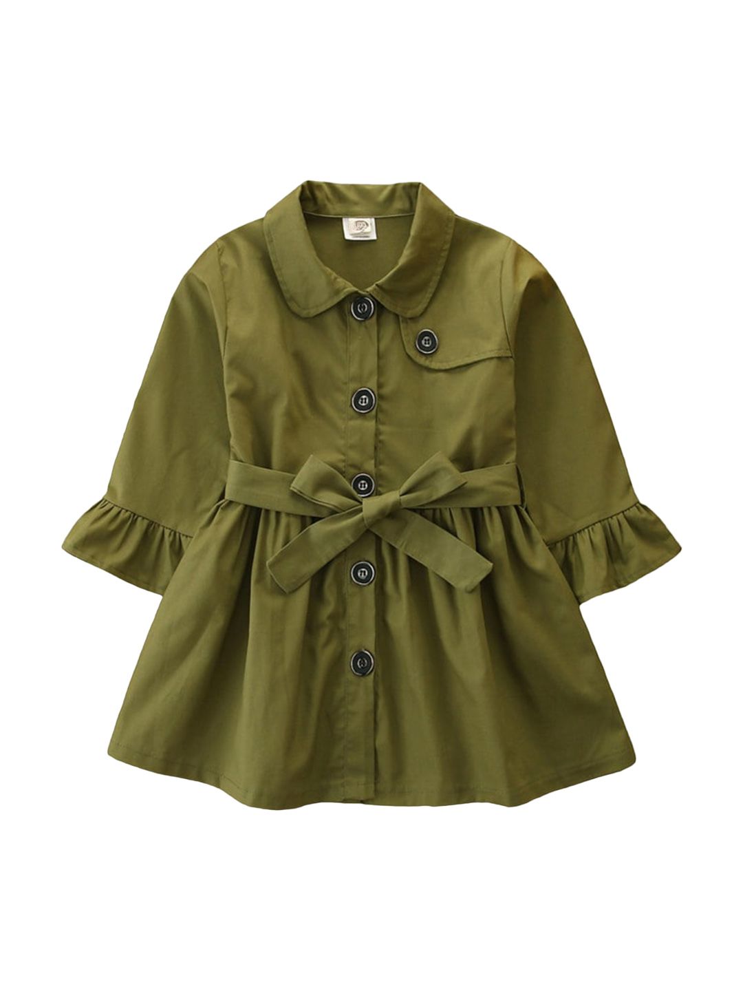 StyleCast Girls Green Spread Collar Regular Fit Cotton Trench Coat-picture-20