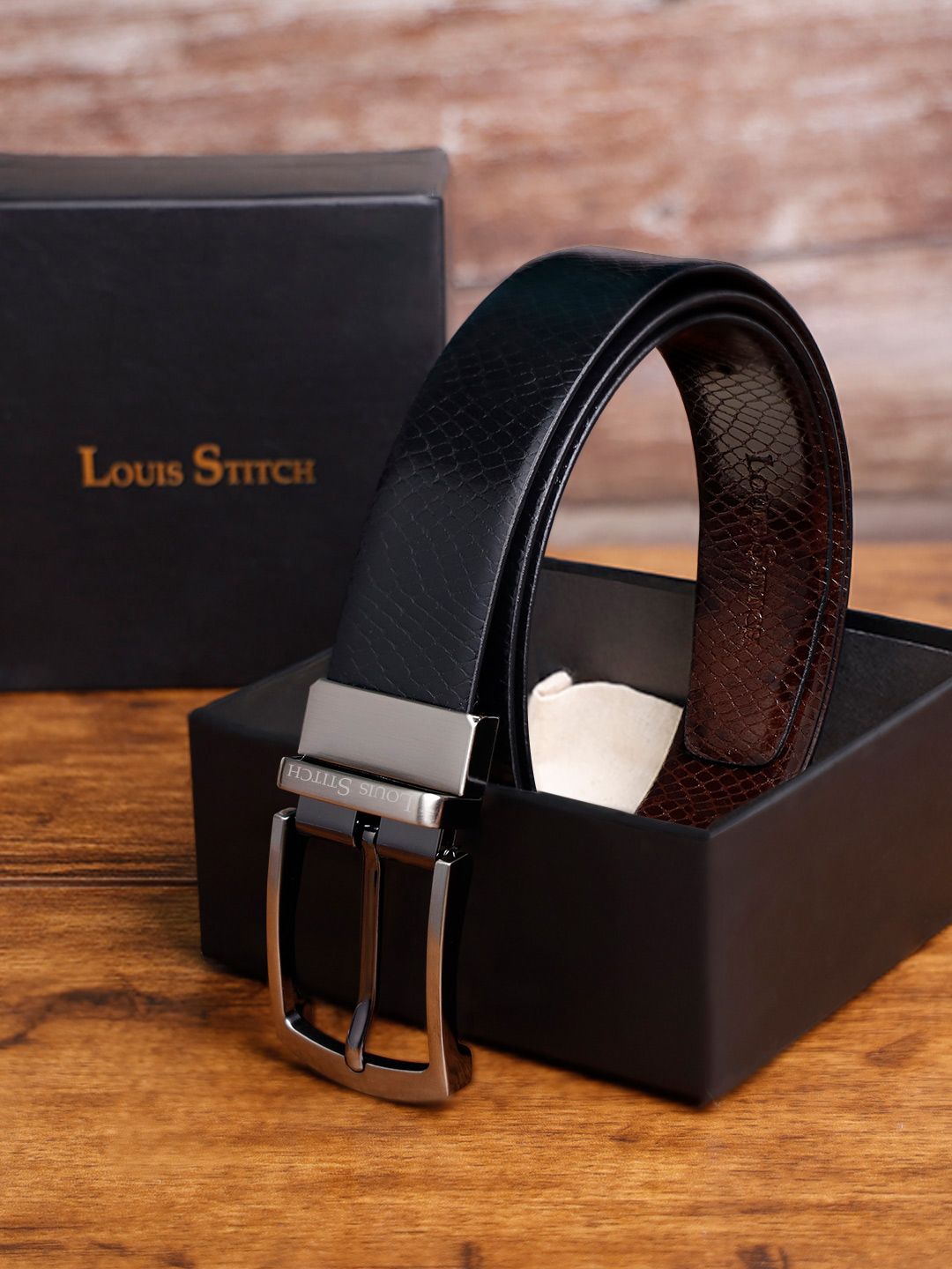 LOUIS STITCH Men Textured Leather Reversible Formal Belt-picture-19