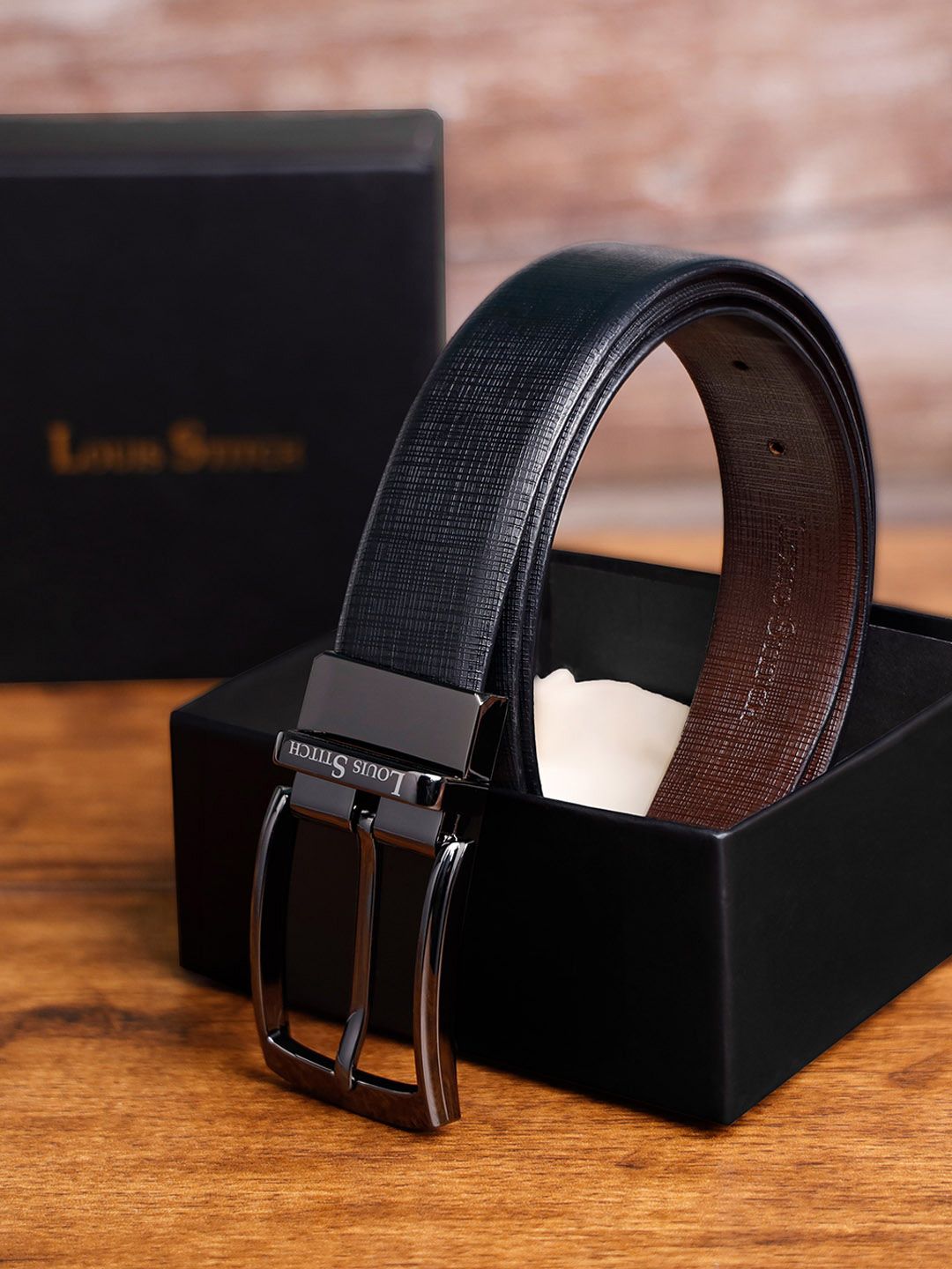 LOUIS STITCH Men Textured Leather Reversible Formal Belt-picture-36