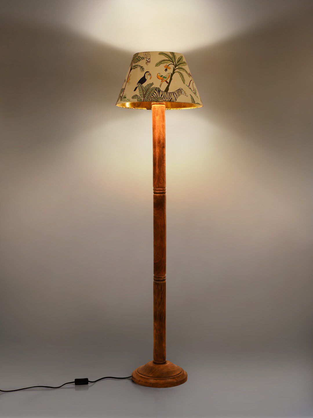 green girgit Brown Printed Frustum Shape Floor Lamp Ring With Taper Green Lamp Shade