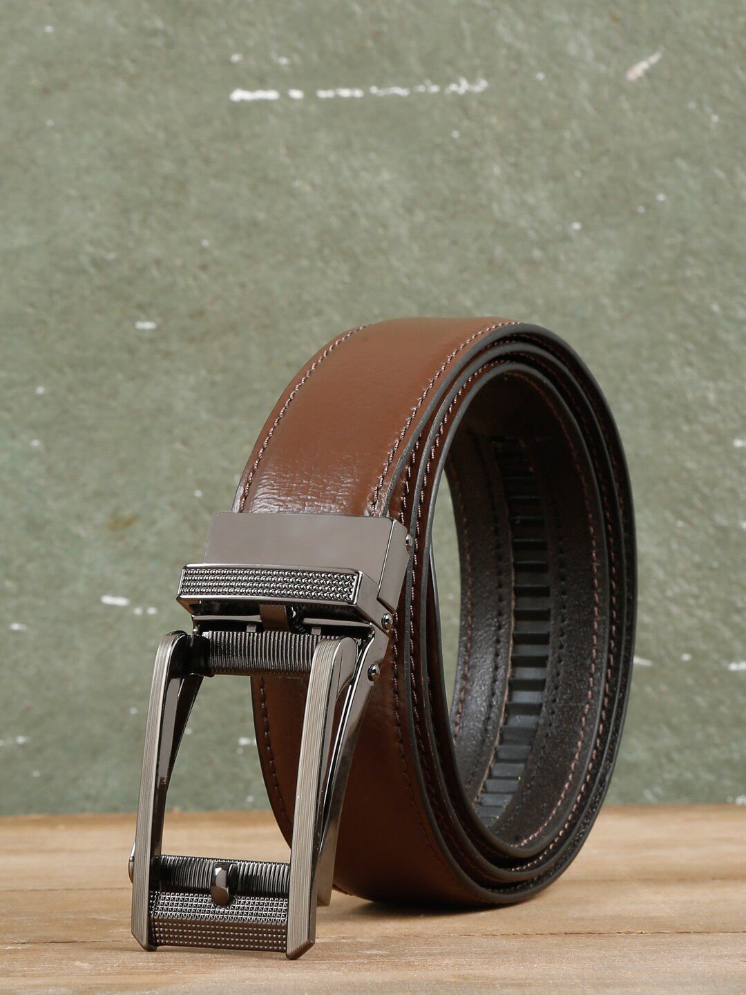 Teakwood Leathers Men Textured Leather Belt-image-10