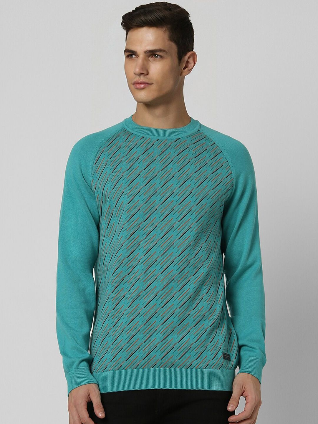 Peter England Casuals Abstract Printed Raglan Sleeve Pure Cotton Sweatshirt-image-39