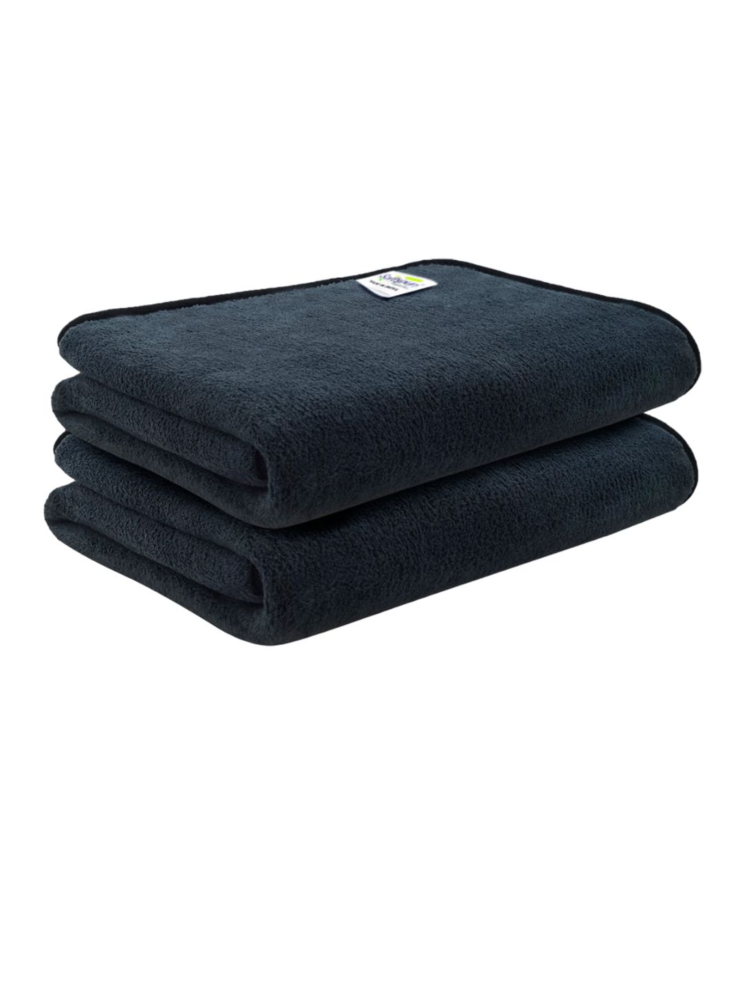 Softspun Microfiber Grey & Black 2 Pieces 300 GSM Anti-Bacterial Bath Towels-image-6