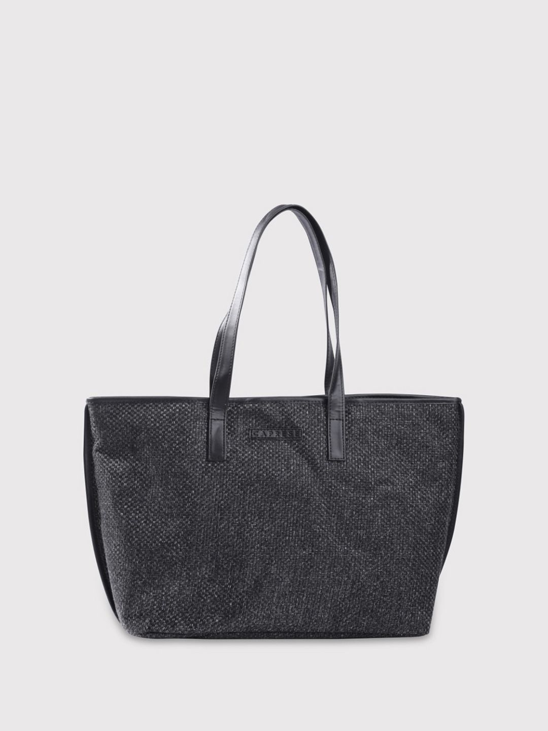 Caprese Black Leather Oversized Textured Shopper Tote Bag-picture-34