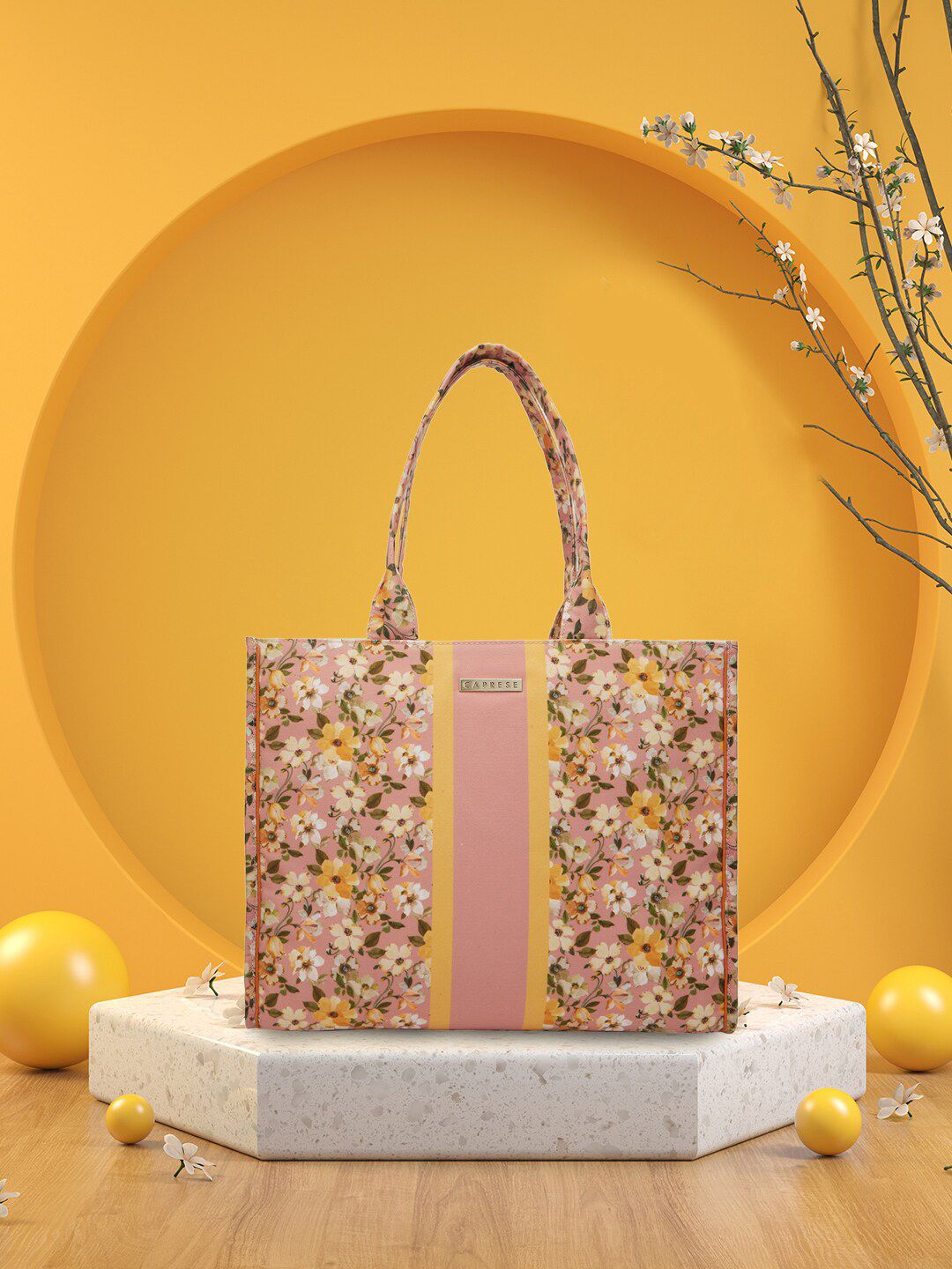 Caprese Floral Printed Leather Structured Tote Bag-picture-28