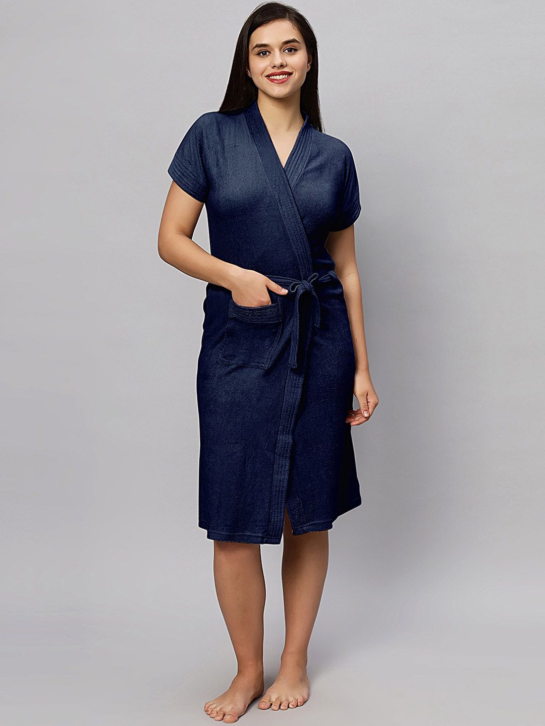 HotGown Micro Terry Short Sleeved Belted Bath Robe-picture-53
