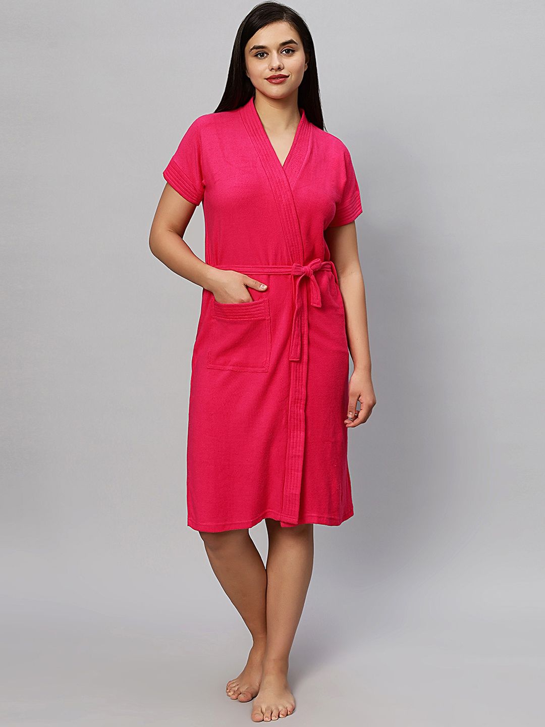 HotGown Micro Terry Short Sleeved Belted Bath Robe-picture-52