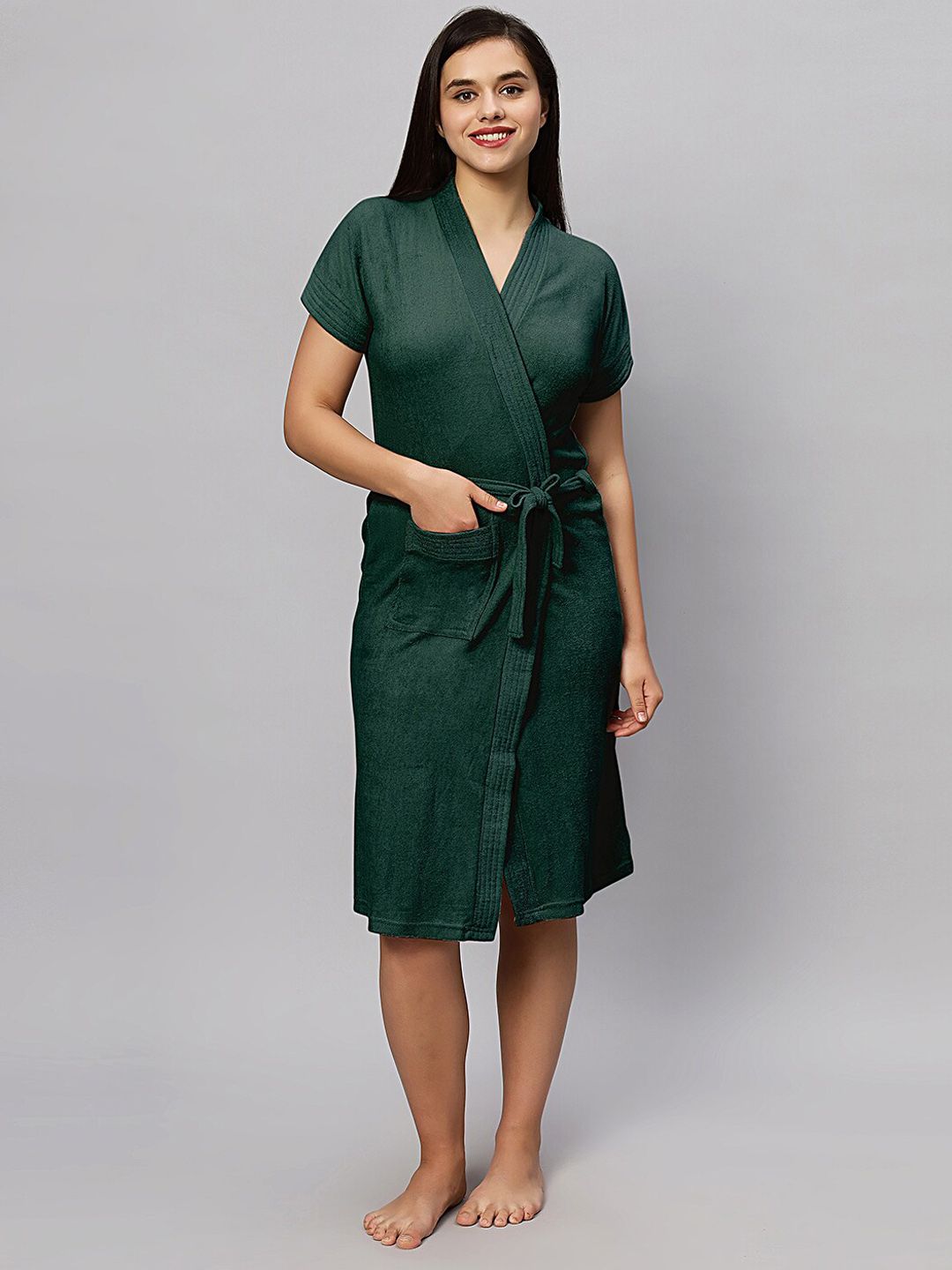 HotGown Micro Terry Short Sleeved Belted Bath Robe-picture-30