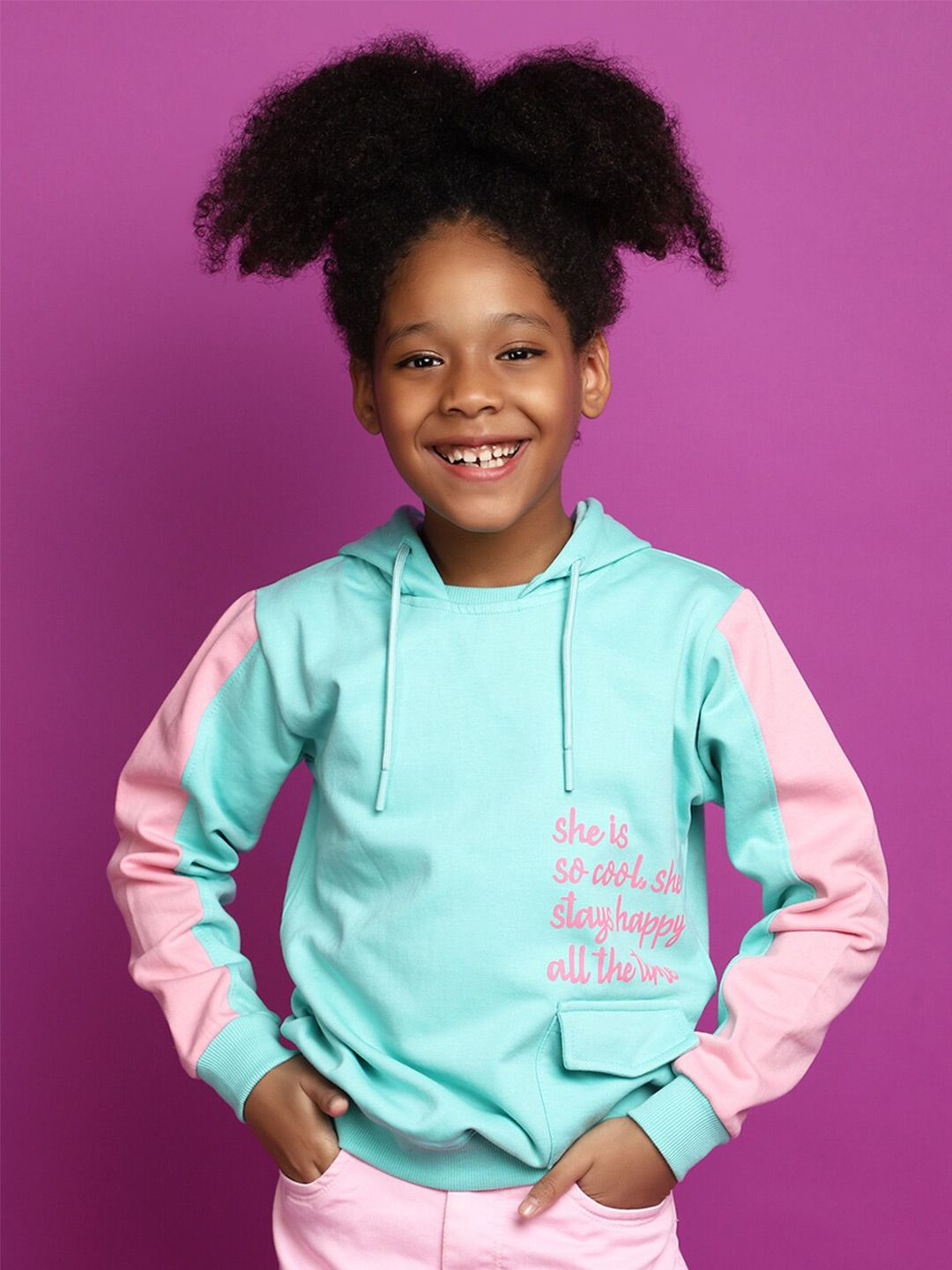 V-Mart Girls Colourblocked Hooded Sweatshirt-picture-22