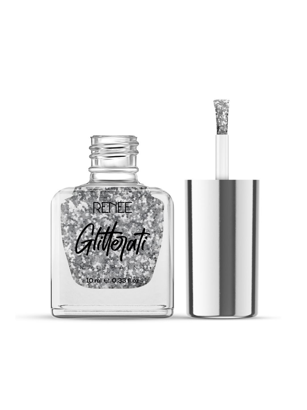 Renee Glitterati Nail Paint 10ml - Silver Flake-image-6