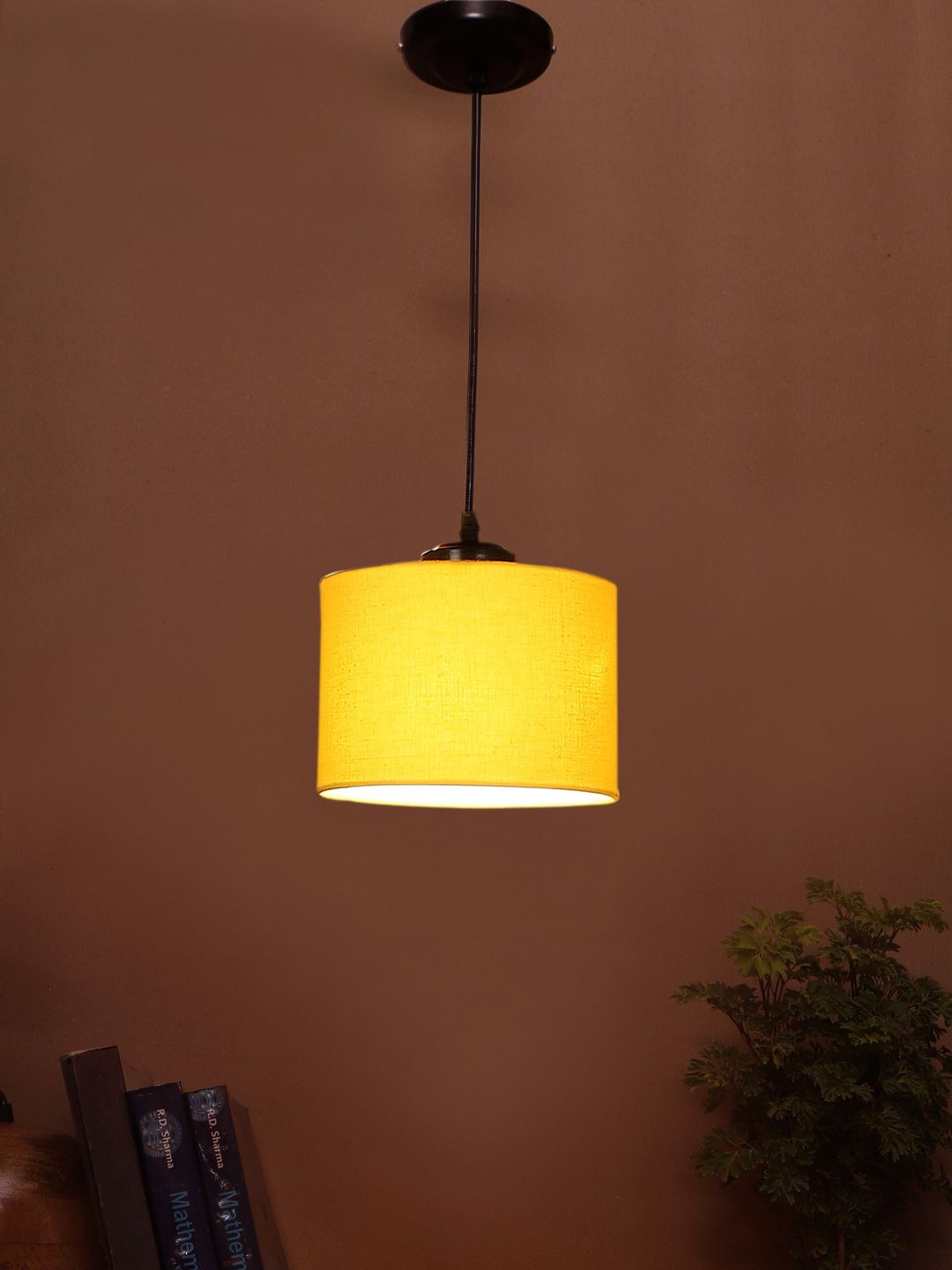 Devansh Yellow & Black Textured Adjustable Cord Cotton Shade Hanging Lamp-picture-30