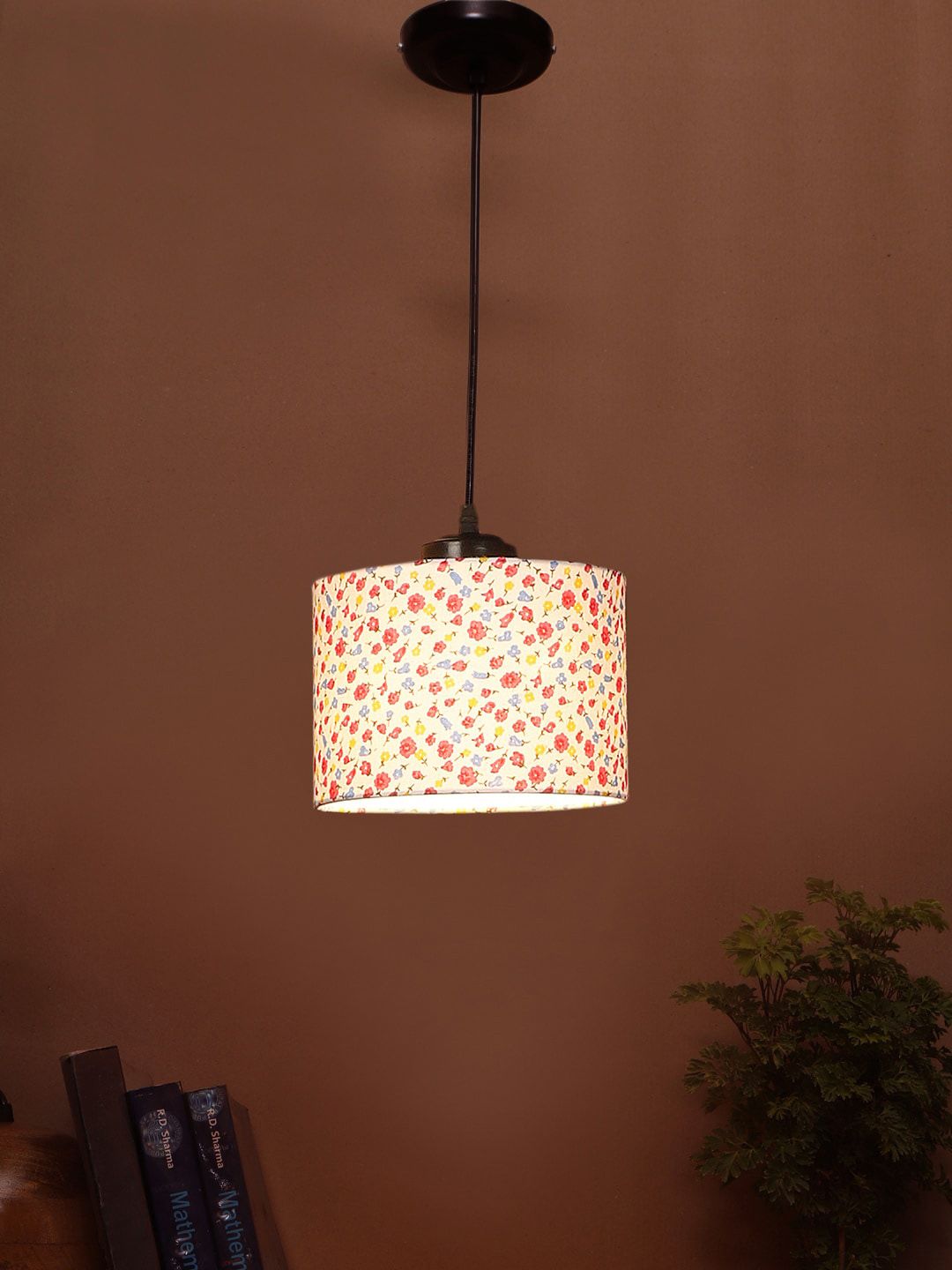 Devansh White & Pink Floral Printed Ceiling Lamp-image-46