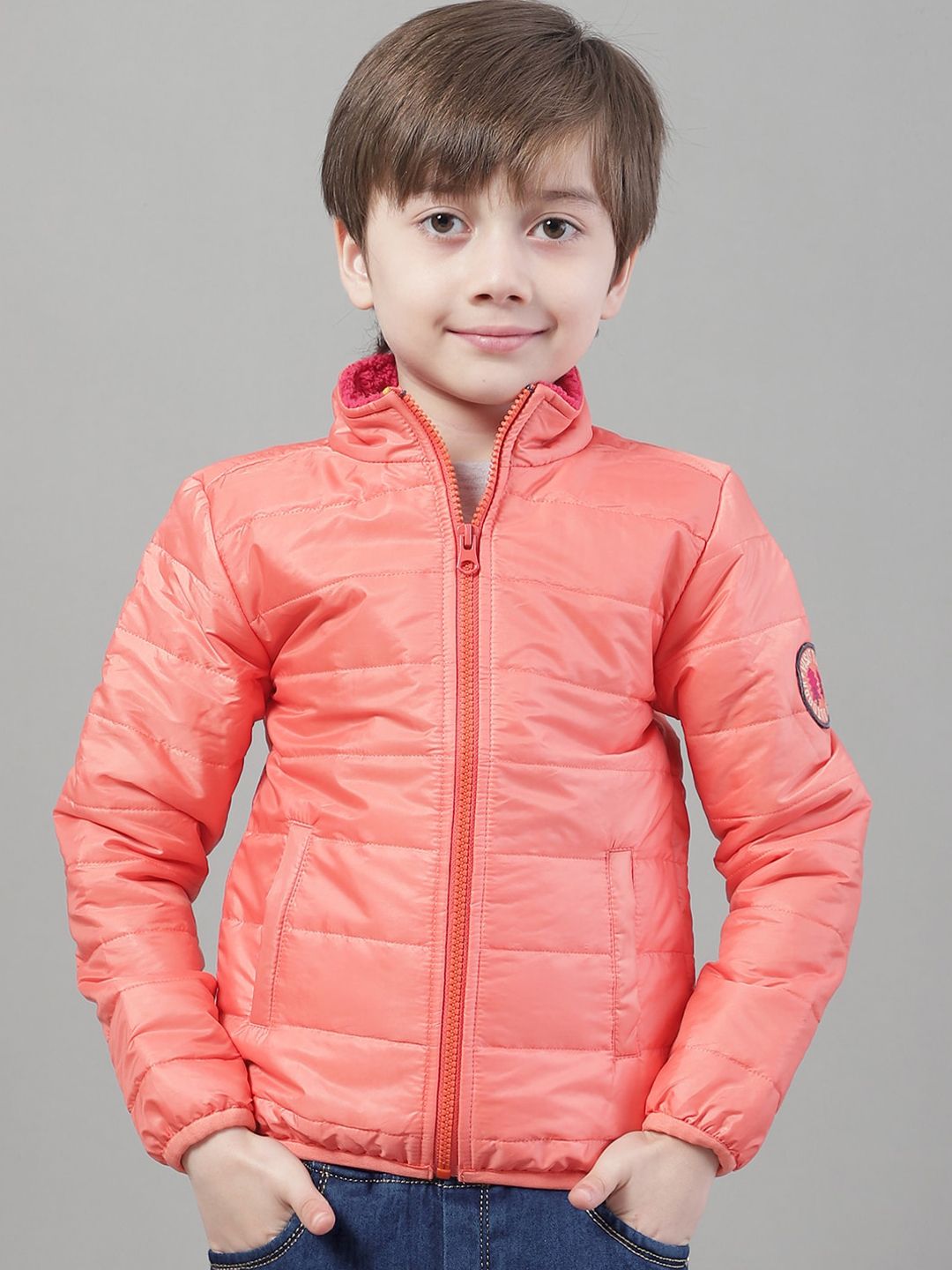 HOUSE OF VEDAS Boys Mock Collar Long Sleeve Lightweight Zip Detail Padded Jacket-picture-42