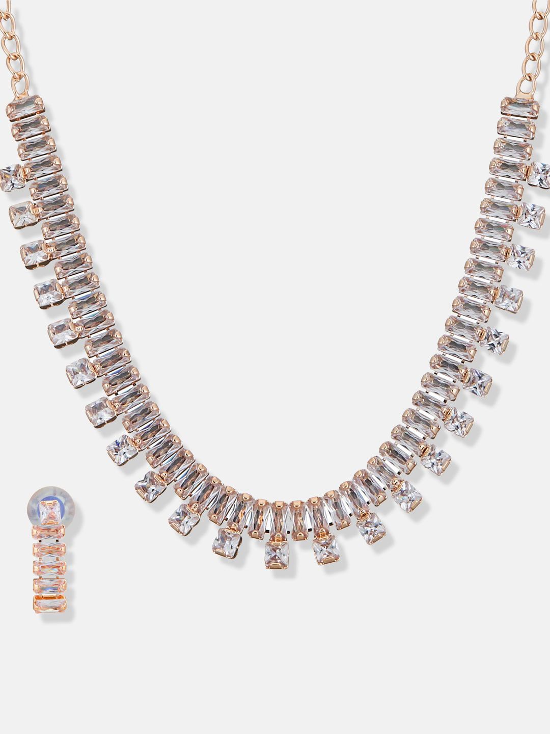ATIBELLE Rose Gold Plated CZ-Studded Jewellery Set
