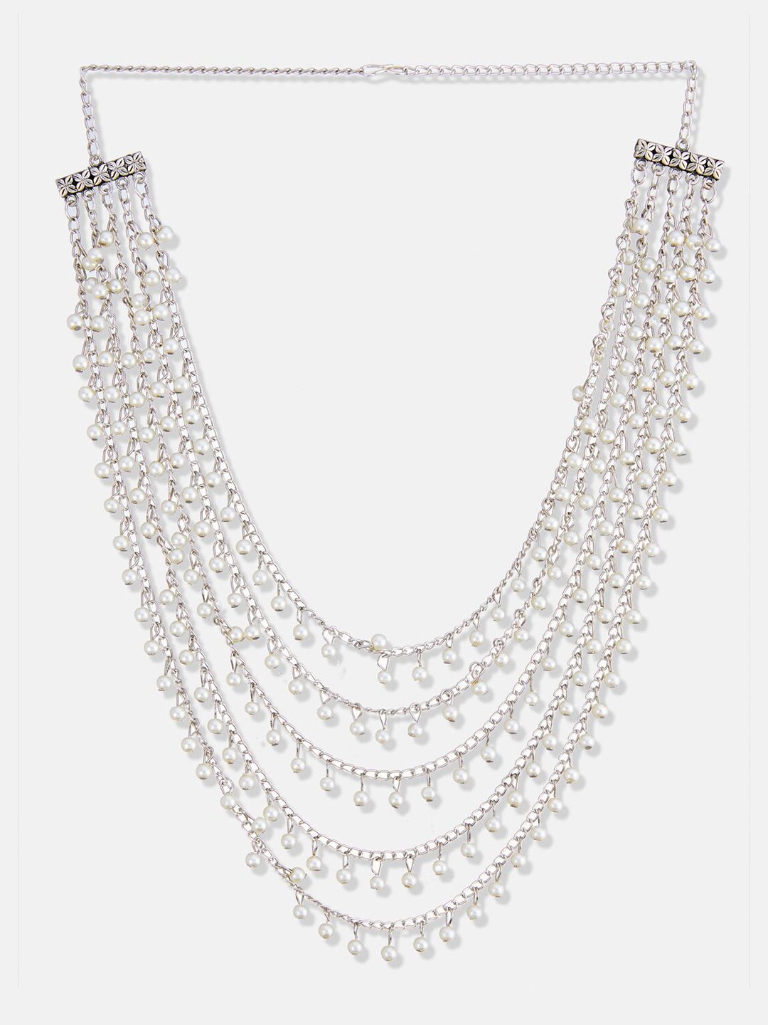 ATIBELLE Silver-Plated Beaded German Silver Layered Necklace