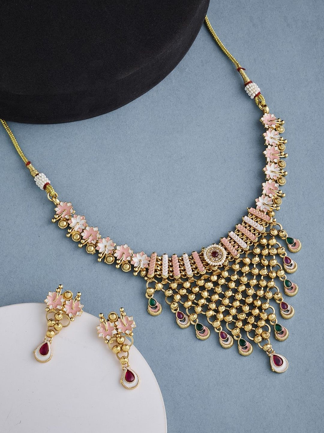 ATIBELLE Gold-Plated Stone-Studded Jewellery Set