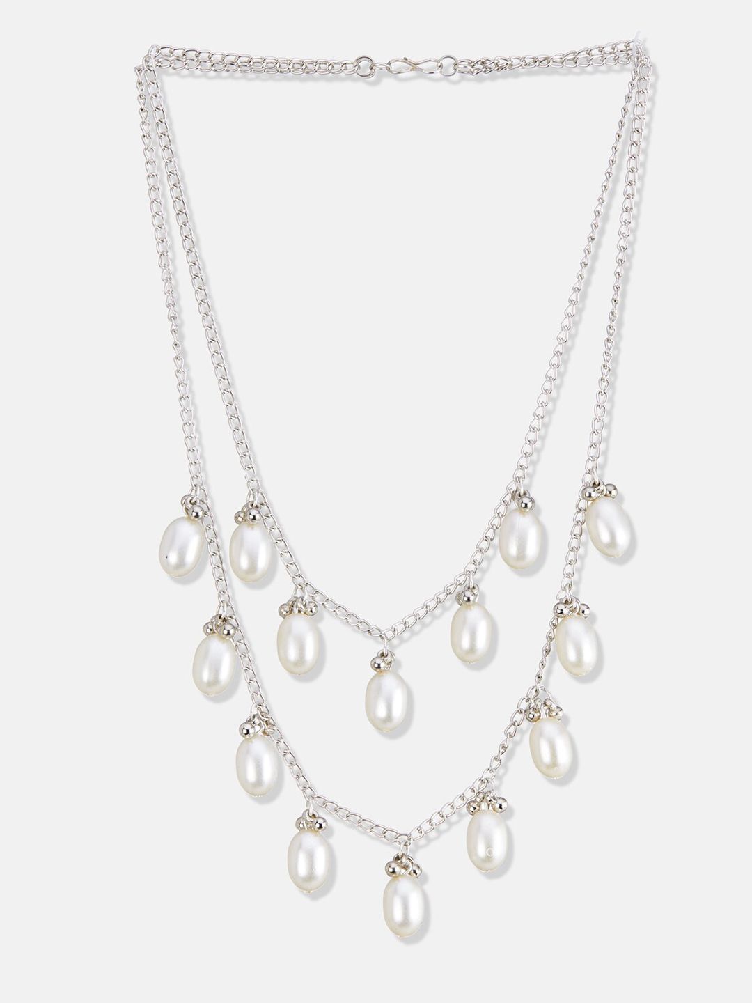 ATIBELLE Silver-Plated Beaded German Silver Layered Necklace