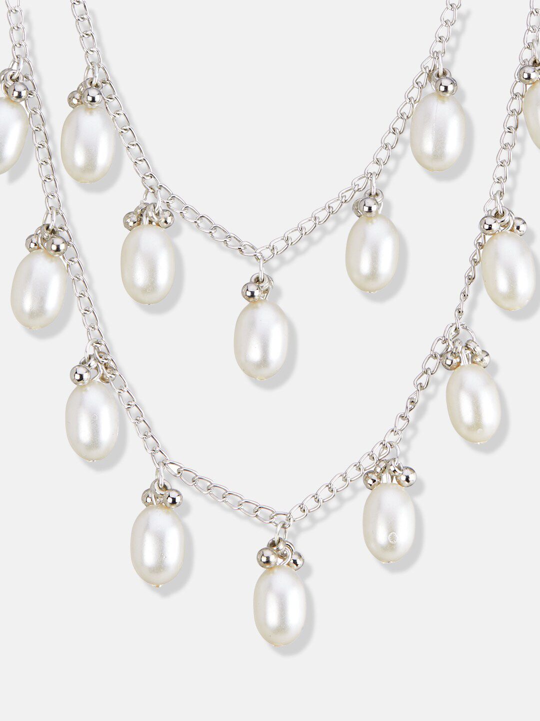 ATIBELLE Silver-Plated Beaded German Silver Layered Necklace